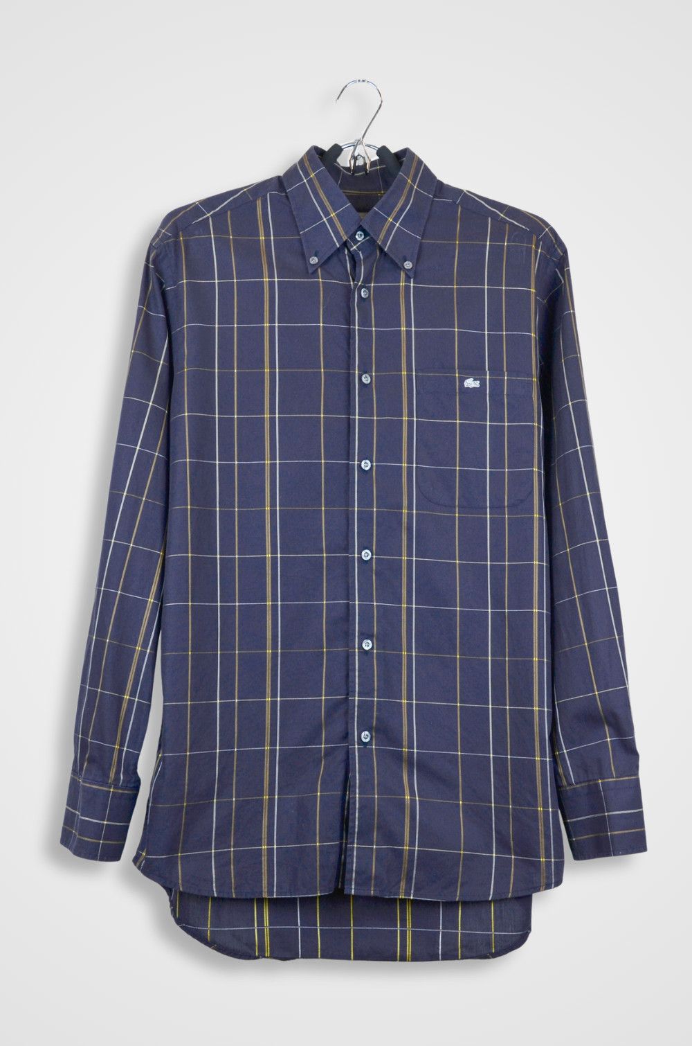 Lacoste Lacoste Navy Windowpane Check Button Down Shirt - Size M Size US M / EU 48-50 / 2 - 1 Thumbnail