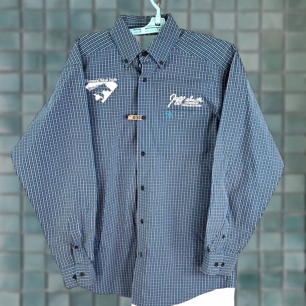 Ariat Ariat Pro Series Tarin Rice Performance Rodeo Shirt Mens L Blue Check Shirt Size US L / EU 52-54 / 3 - 1 Thumbnail