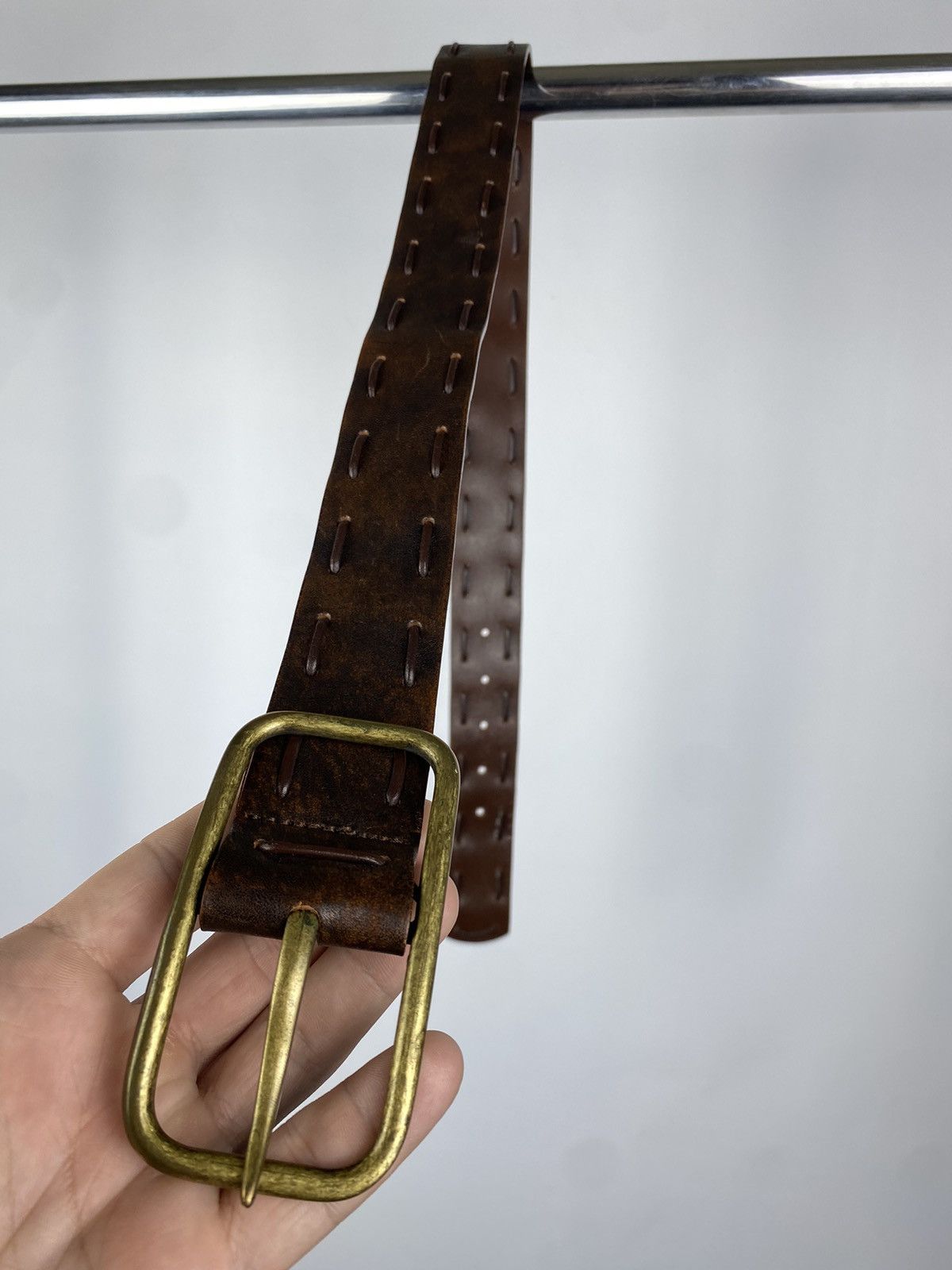 Designer × Japanese Brand Vintage Ferre Brown Italy Belt Y2K Cowboy Style Size ONE SIZE - 4 Thumbnail