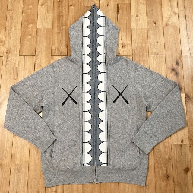 Bape × Kaws 2004 Bape x kaws bendy hoodie grey full zip | Grailed