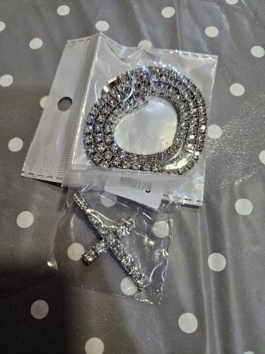 Jewelry Hip Hop Cross Pendant Necklace With 4mm Zircon Tennis Chain Size ONE SIZE - 7 Thumbnail