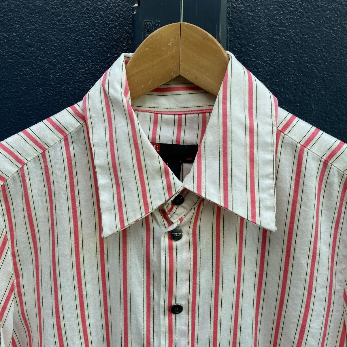 Diesel DIESEL White Striped Snap-Button Shirt Size S / US 4 / IT 40 - 3 Thumbnail
