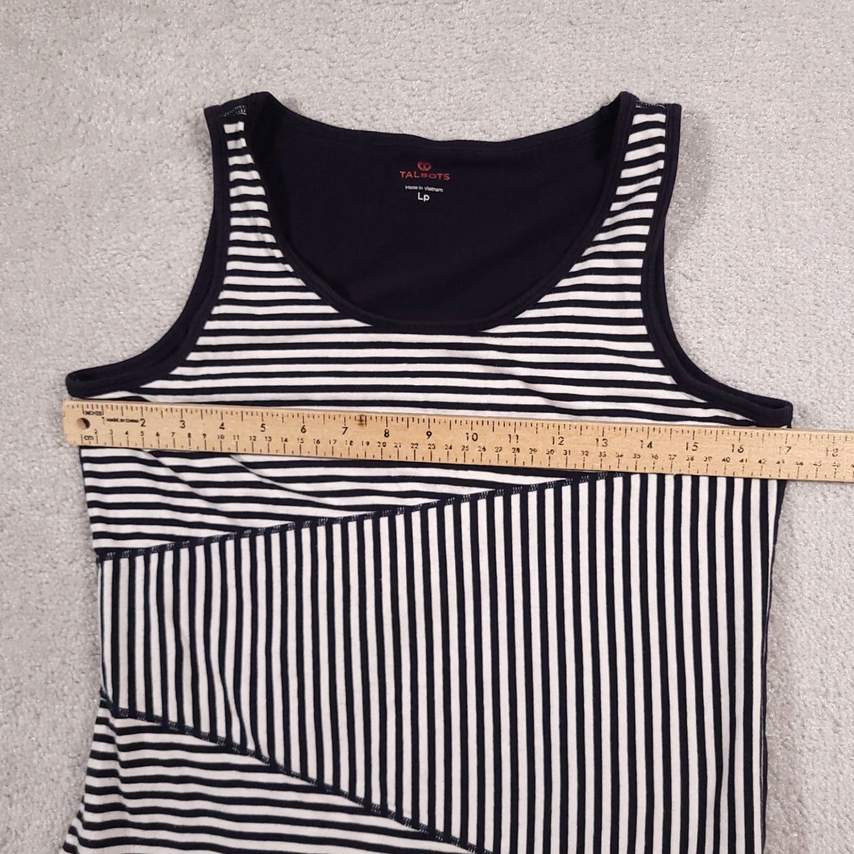Talbots Talbots Shirt Women's Lp Petite Large Navy Blue Striped Sleeveless Tank Casual Shirt Size L / US 10 / IT 46 - 4 Thumbnail