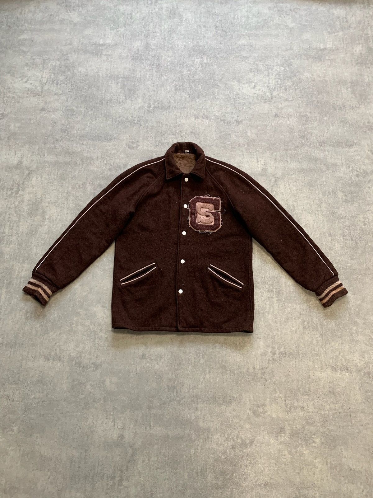ジャケット・アウター BUTWIN VARSITY JACKET 44 1960s 1970s Vintage Butwin Leather Wool Varsity Jacket Size 32 Letterman