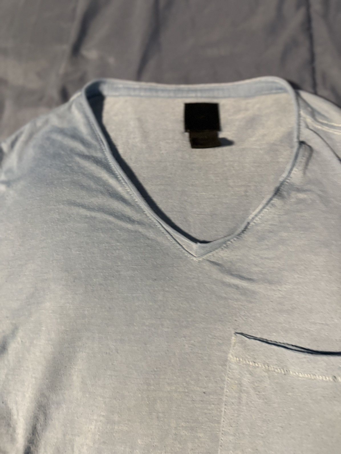 H&M Men's Light Blue V-Neck Short Sleeve T with Chest Pocket Size US L / EU 52-54 / 3 - 2 Thumbnail