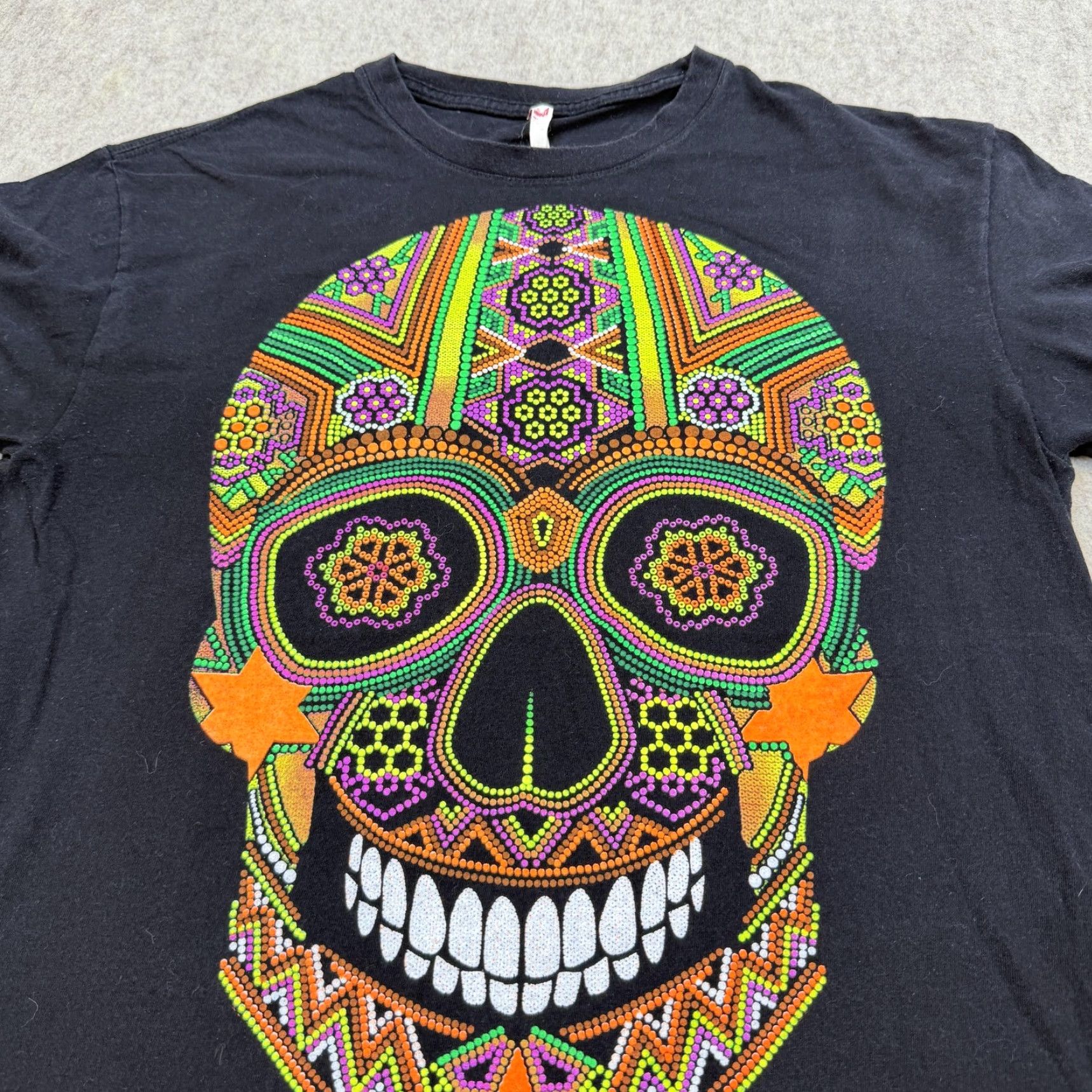 Sugar VINTAGE Sugar Skull Graphic Shirt Mens L Black Double Sided Day Of Dead Halloween Size US L / EU 52-54 / 3 - 4 Thumbnail
