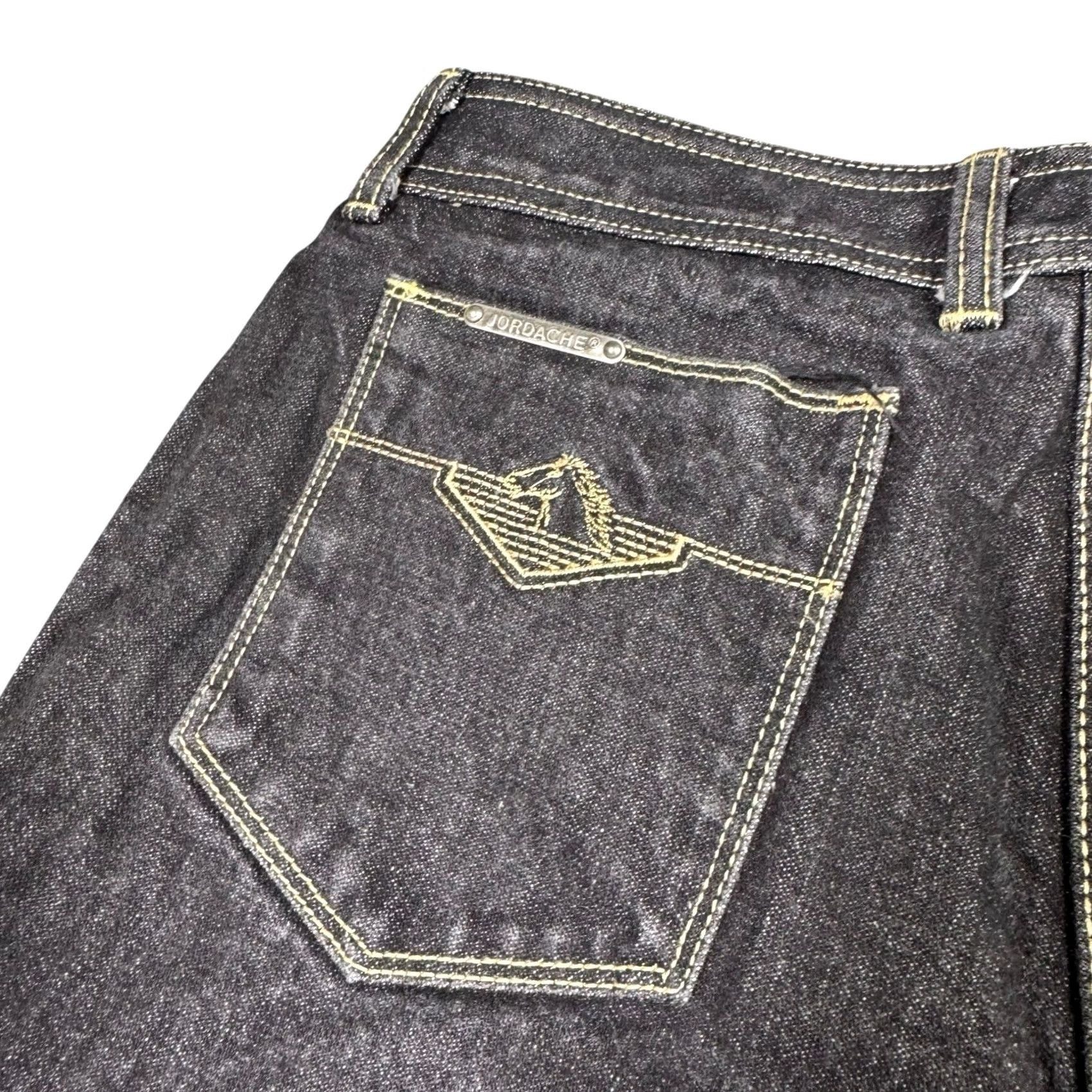 Jordache VINTAGE Jordache Jeans Mens 32x28 Charcoal Denim Thick Stitch Horse Head 90s Size US 33 - 2 Thumbnail