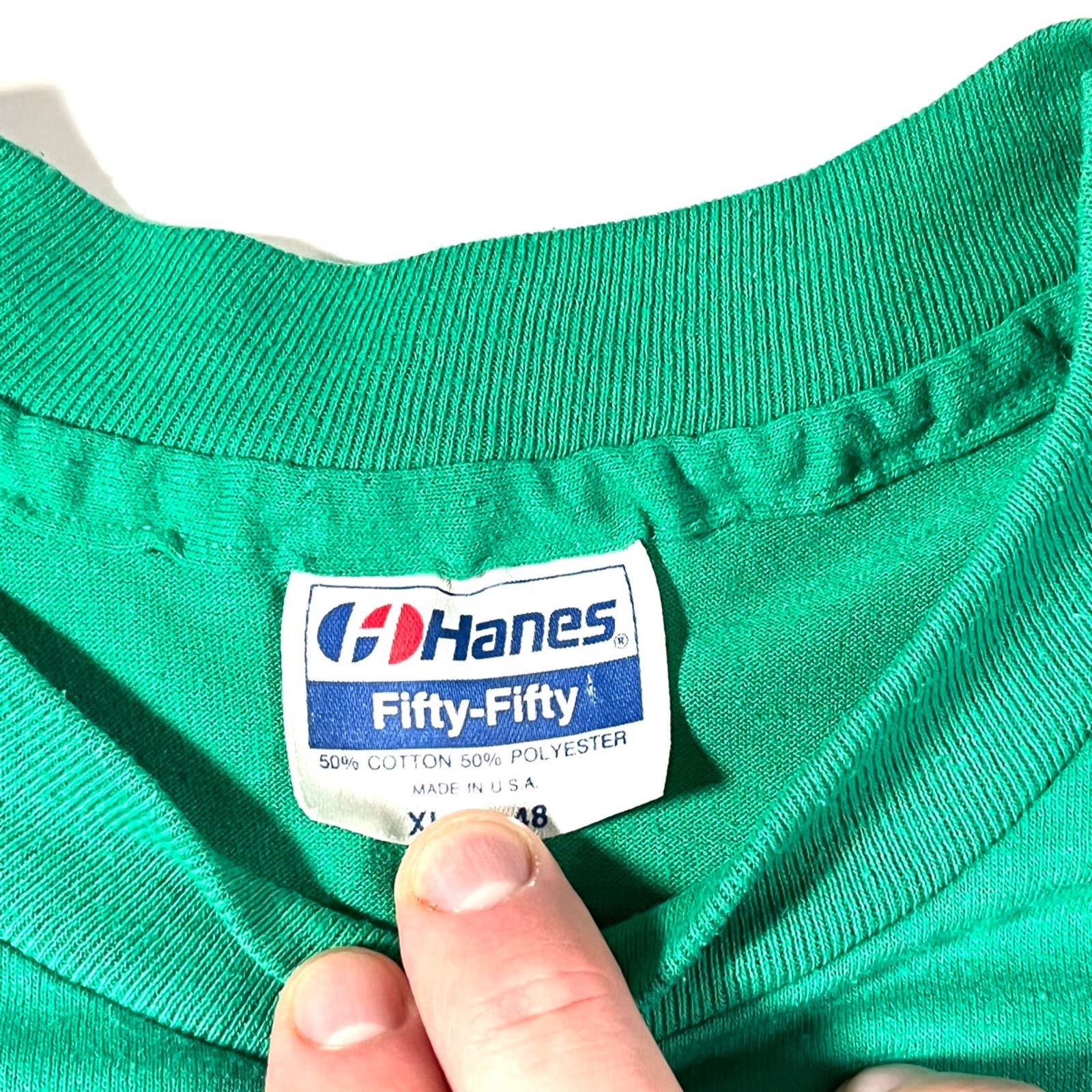 Hanes × Vintage Vintage 1990’s Hanes Single Stitch Green Blank Shirt Large Size US L / EU 52-54 / 3 - 5 Thumbnail