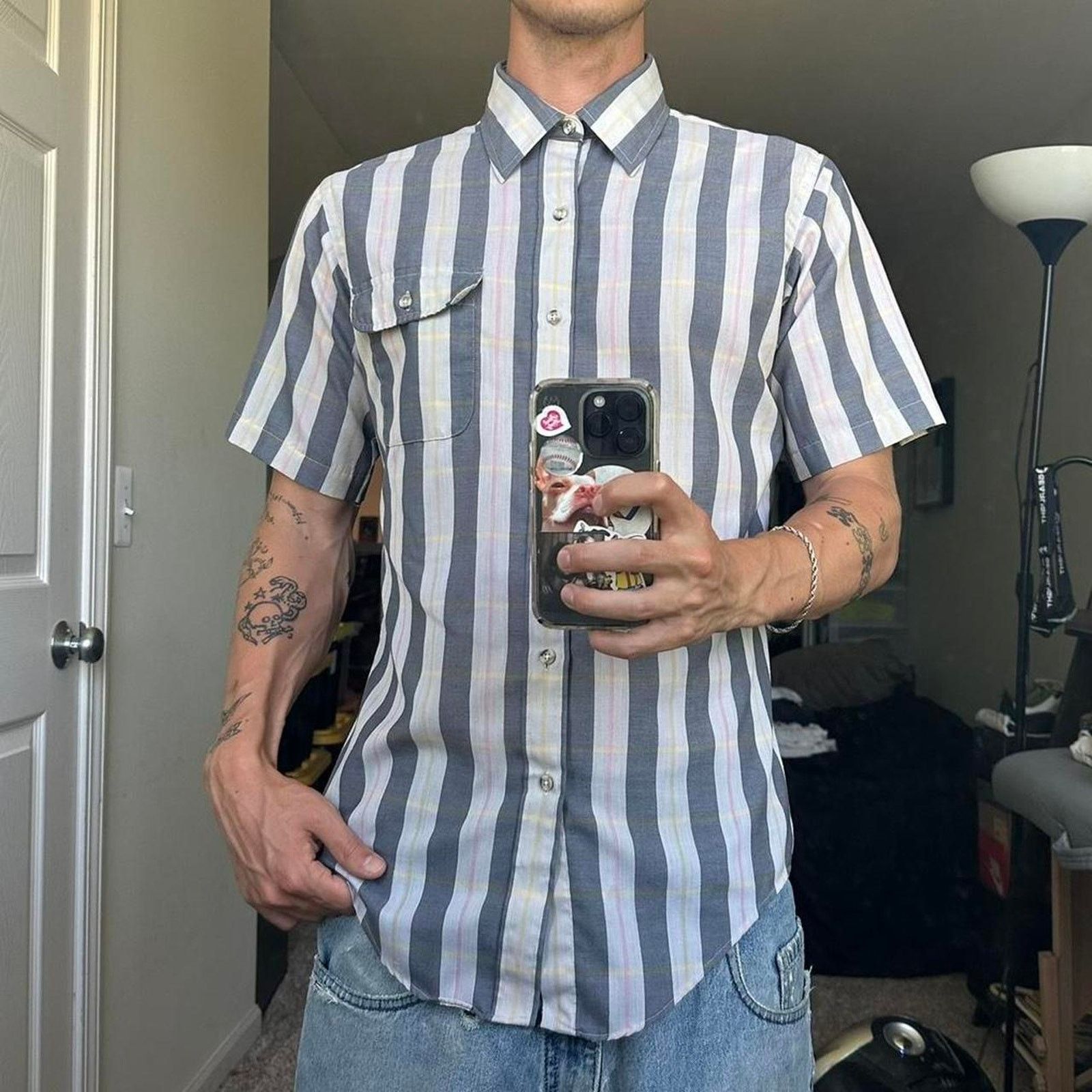 Vintage Vintage 80s Light Plaid Button Up Short Sleeve Shirt Size US M / EU 48-50 / 2 - 7 Thumbnail