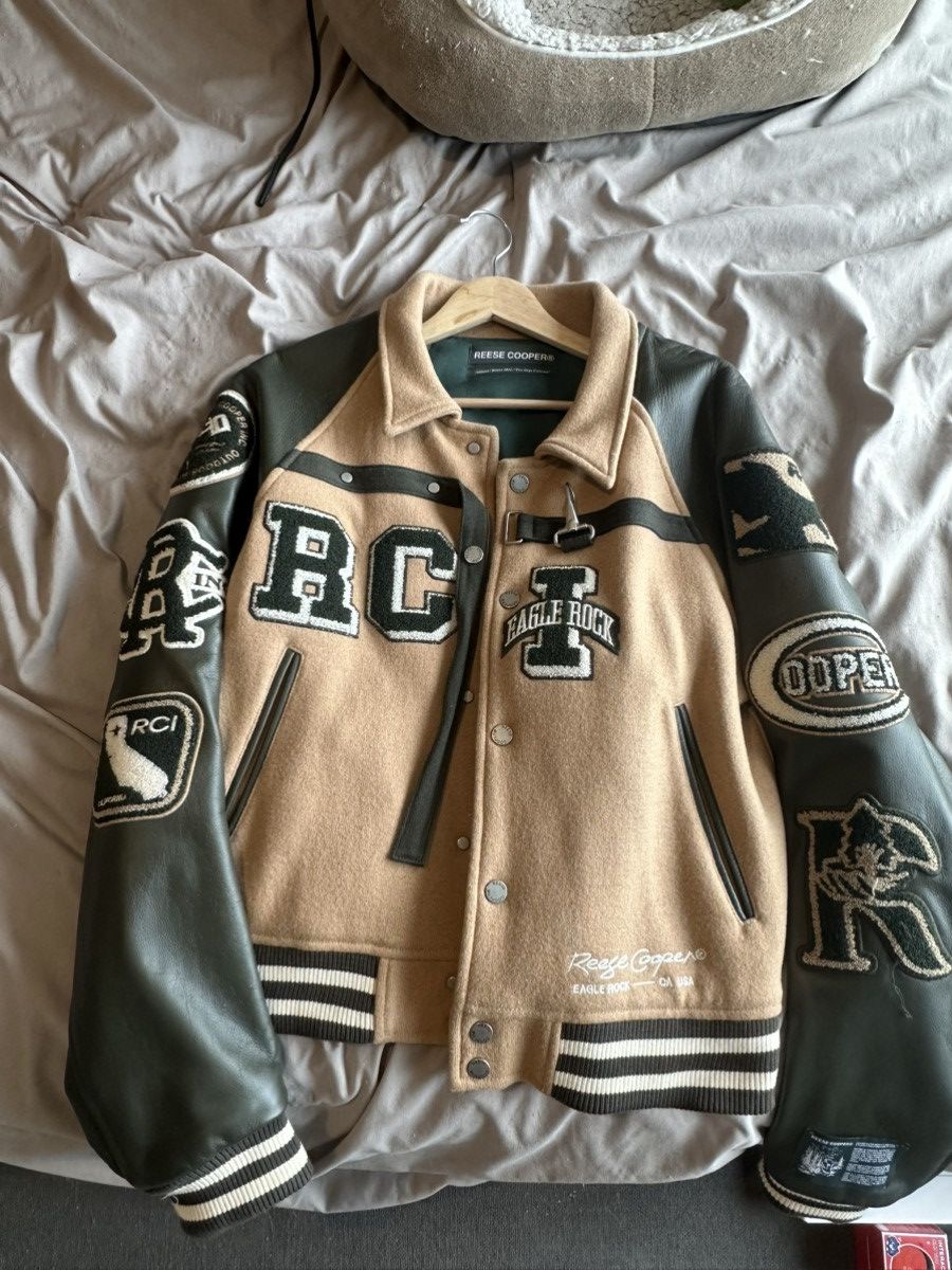 Reese Cooper Reese Cooper Two Steps Varsity Jacket 'Olive Green' Size US S / EU 44-46 / 1 - 1 Thumbnail