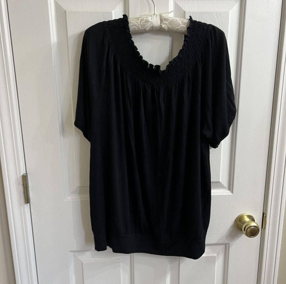 Vintage SPENSE Blouse Ruffle Top Cuffed Hem Size 2x Solid Black Size XXL / US 16-18 / IT 52-54 - 4 Thumbnail