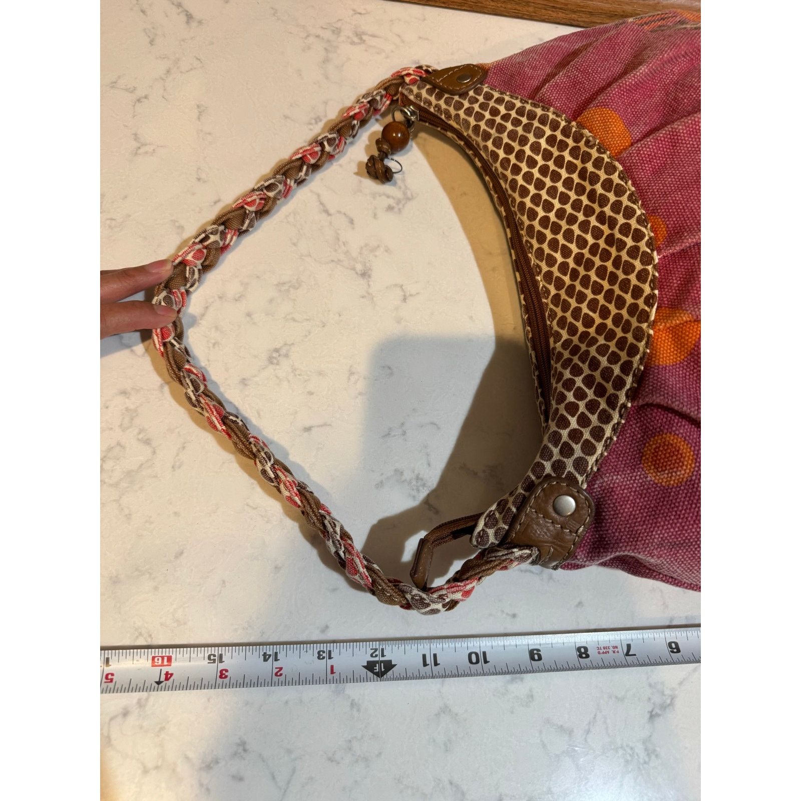 Guess vintage Fossil Canvas Hobo Bag abstract orange brown floral Size ONE SIZE - 14 Thumbnail