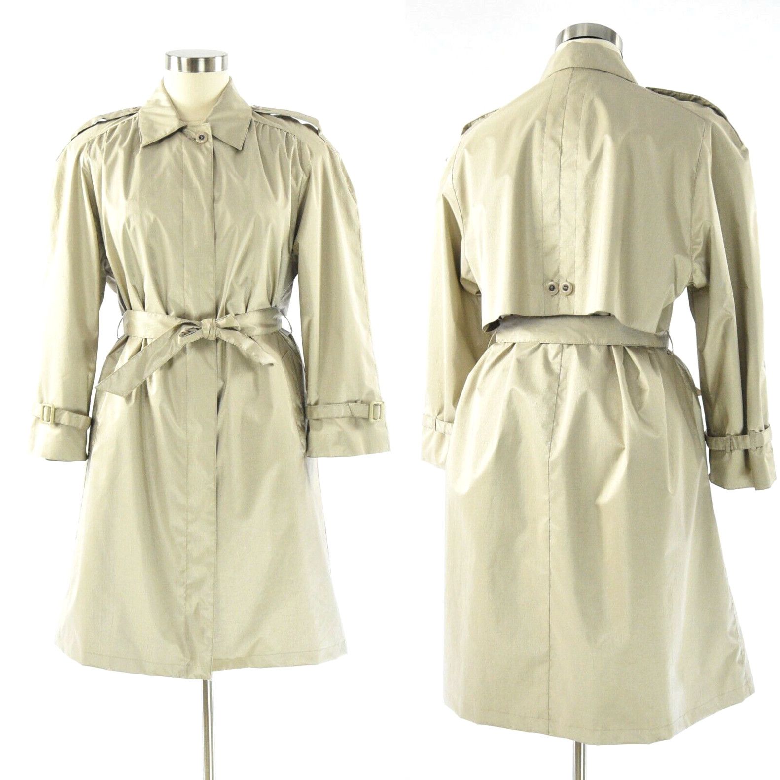 image of Rains 90's Vintage Champaige Beige Rain Coat Military Style British Mist Womens 14 Or L in White (S