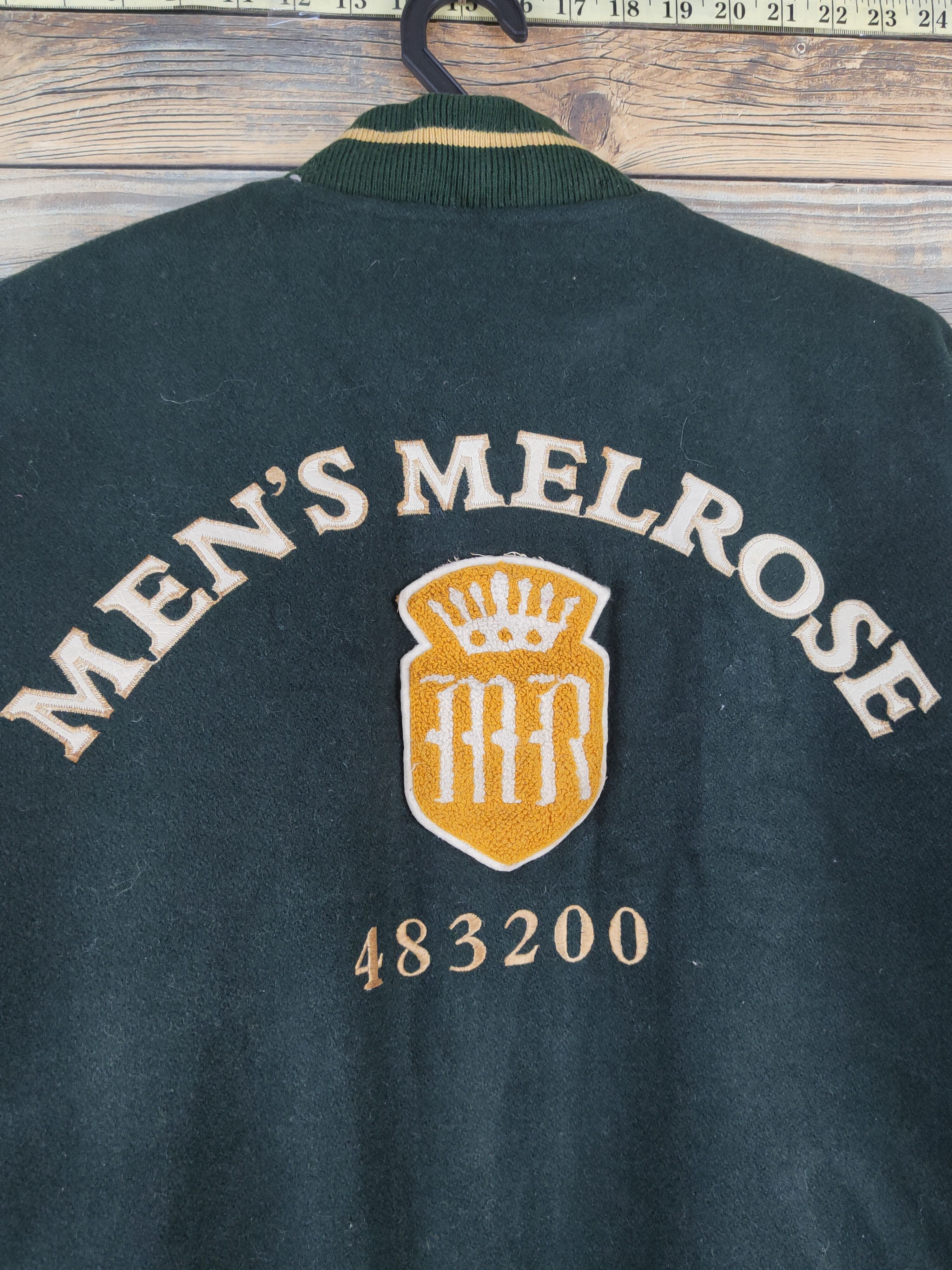 Melrose Men's Melrose Dark Green Leather Varsity Jacket #W1226 Size US L / EU 52-54 / 3 - 11 Thumbnail