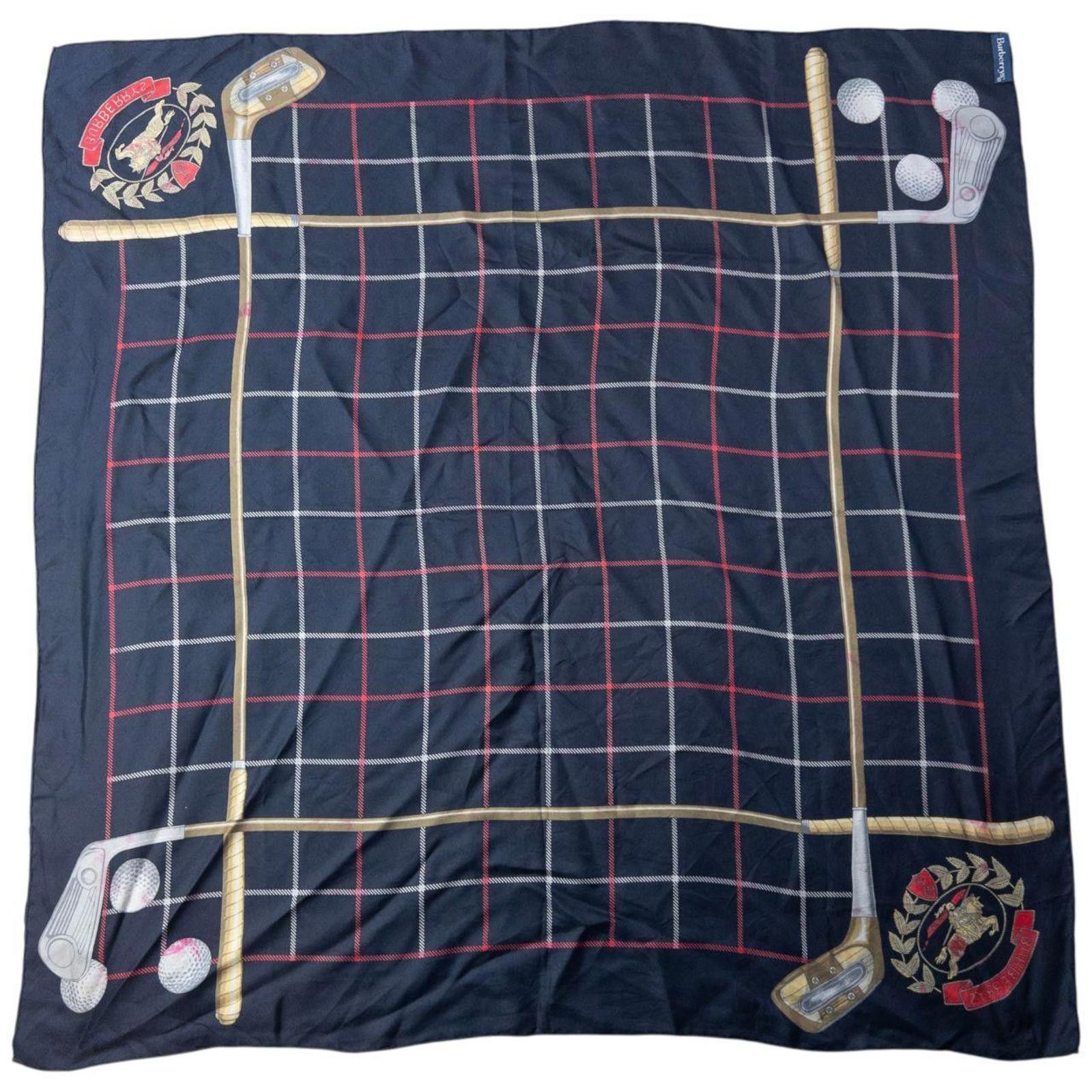 Burberry Vintage 90s Burberry Golf Club Silk Scarf Size ONE SIZE - 1 Thumbnail