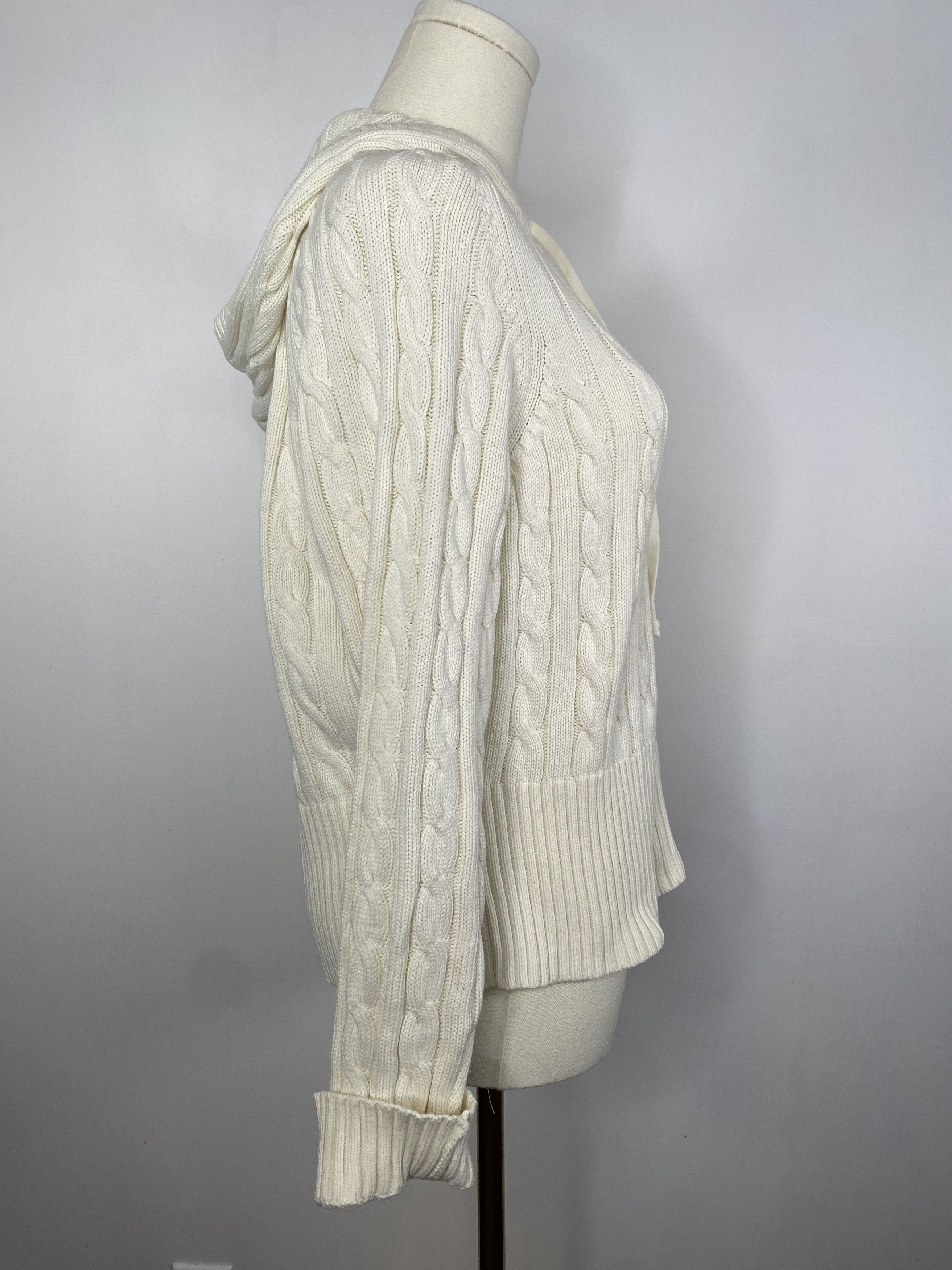 Tommy Hilfiger Tommy Hilfiger - White Cream Knit Hoodie Size ONE SIZE - 6 Thumbnail