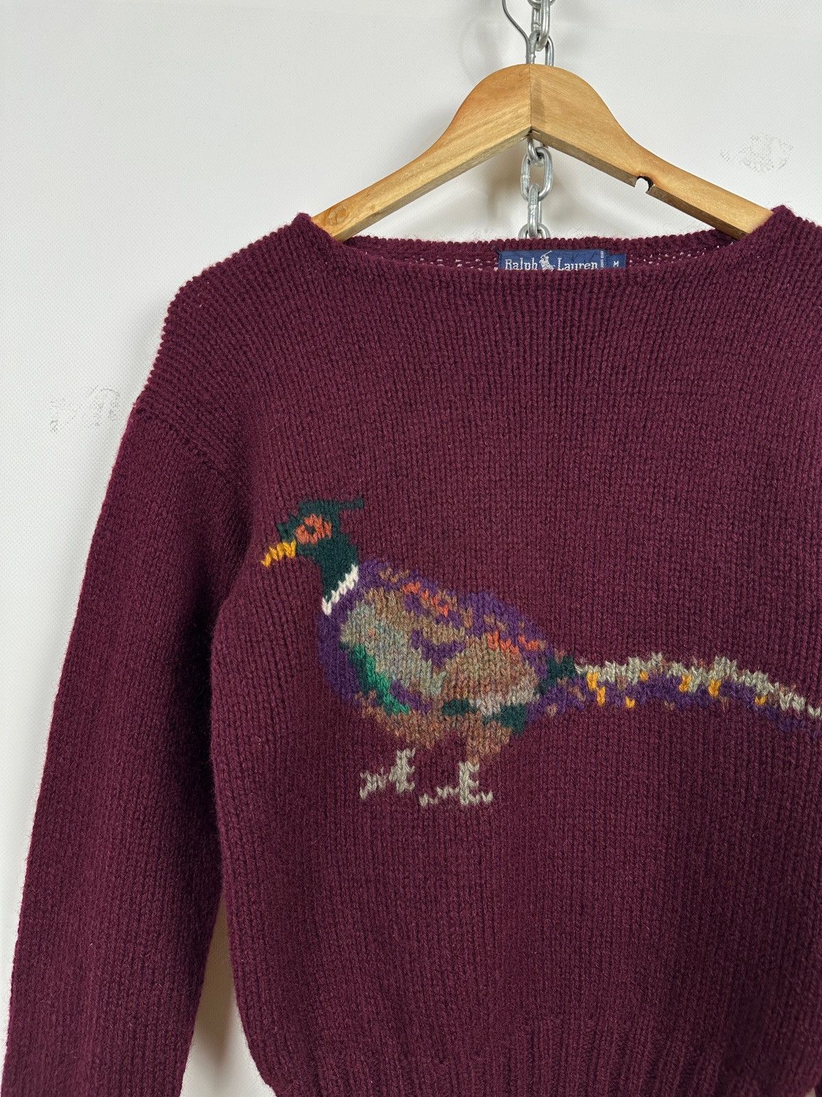 Polo Ralph Lauren 80s Vintage Ralph Lauren Pheasant Wool Hand Knit Sweater Size M / US 6-8 / IT 42-44 - 5 Thumbnail