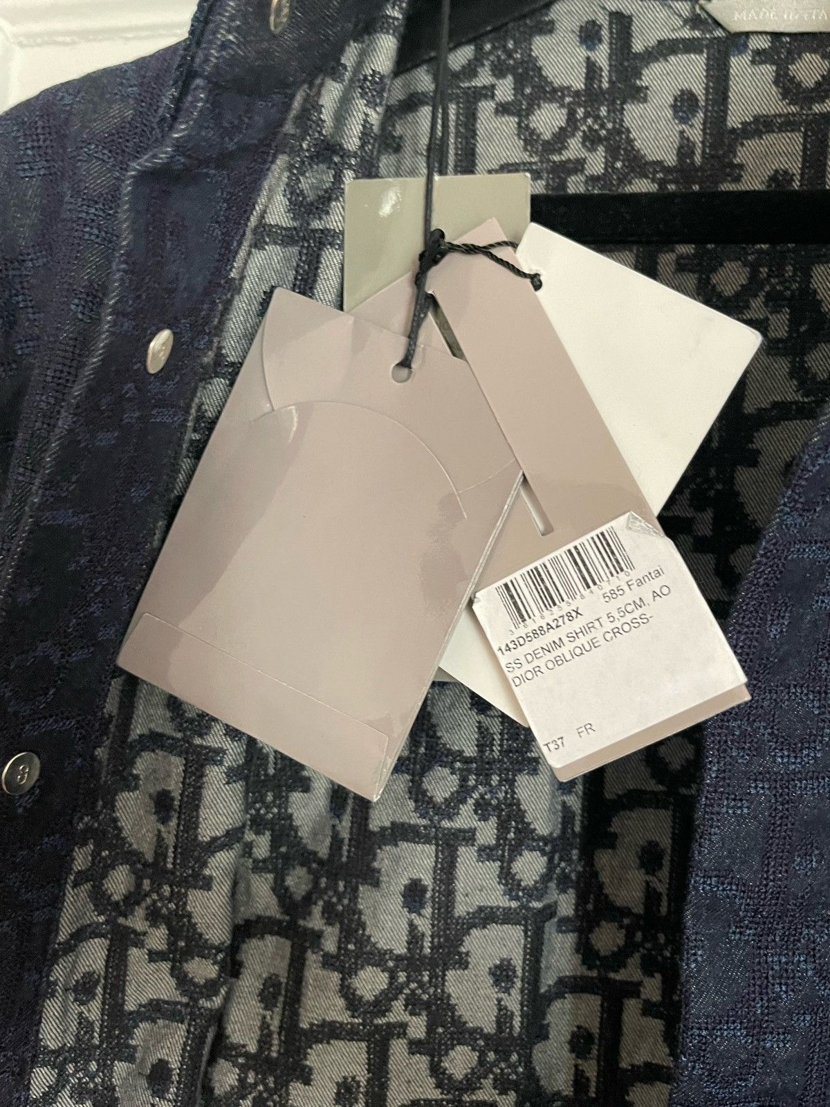 Dior Dior Ss Denim Shirt Oblique Cross Monogram 37 Size US M / EU 48-50 / 2 - 10 Thumbnail