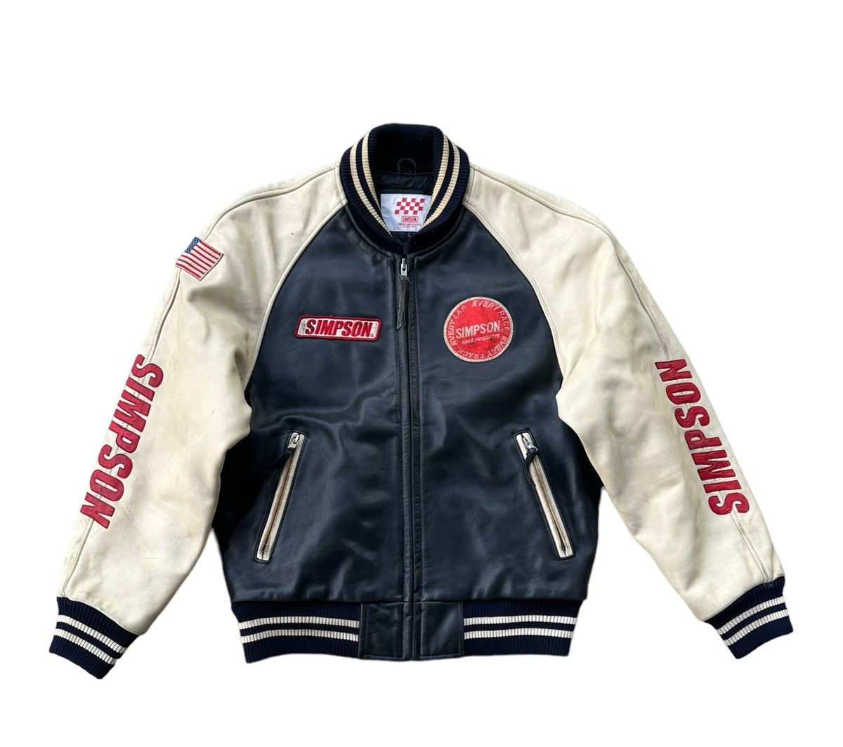 Vintage Vintage Simpson racing leather bomber jacket Size US L / EU 52-54 / 3 - 10 Thumbnail