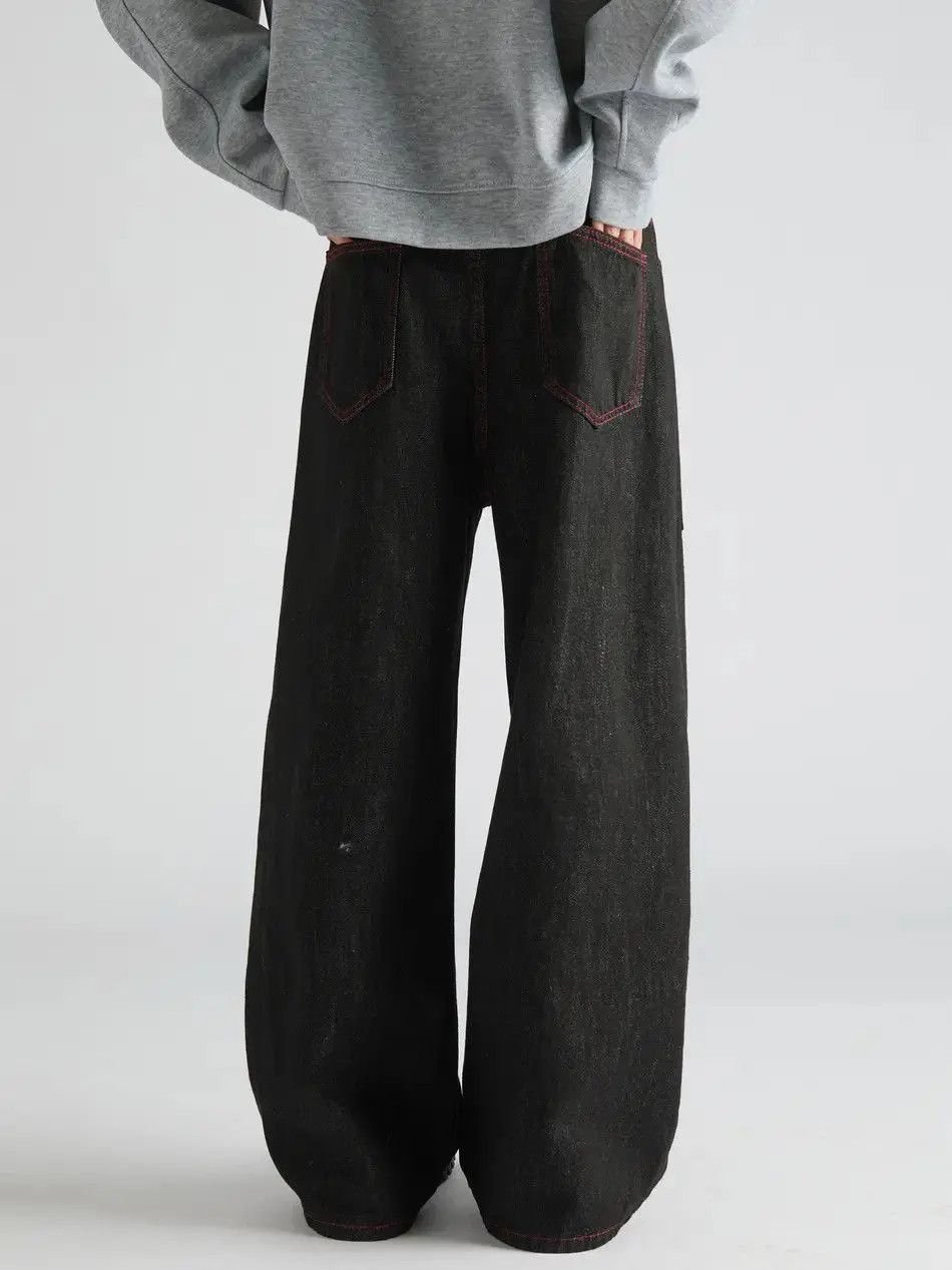 Japanese Brand Retro straight leg wide leg patchwork jeans Size US 32 / EU 48 - 4 Thumbnail