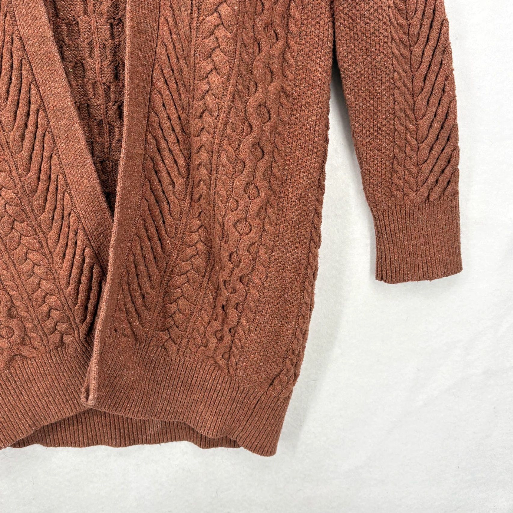 Nili Lotan Nili Lotan X Target Cardigan Sweater Womens XXS Brown Cable Knit Open Longline Size XXS / US 00 / IT 34 - 3 Thumbnail