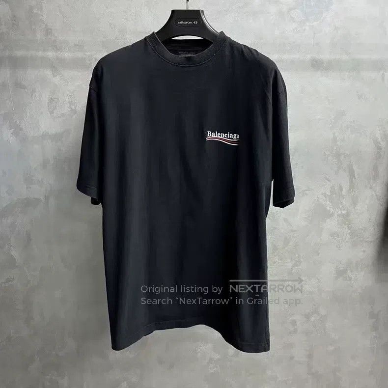 Balenciaga Balenciaga Black Coke embroidery loose fit short-sleeve T- Size US S / EU 44-46 / 1 - 1 Thumbnail