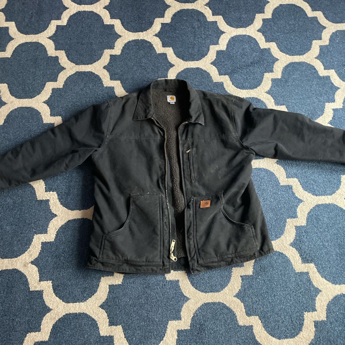 image of Sherpa-Lined Carhartt Detroit Jacket in Black, Men's (Size XL)