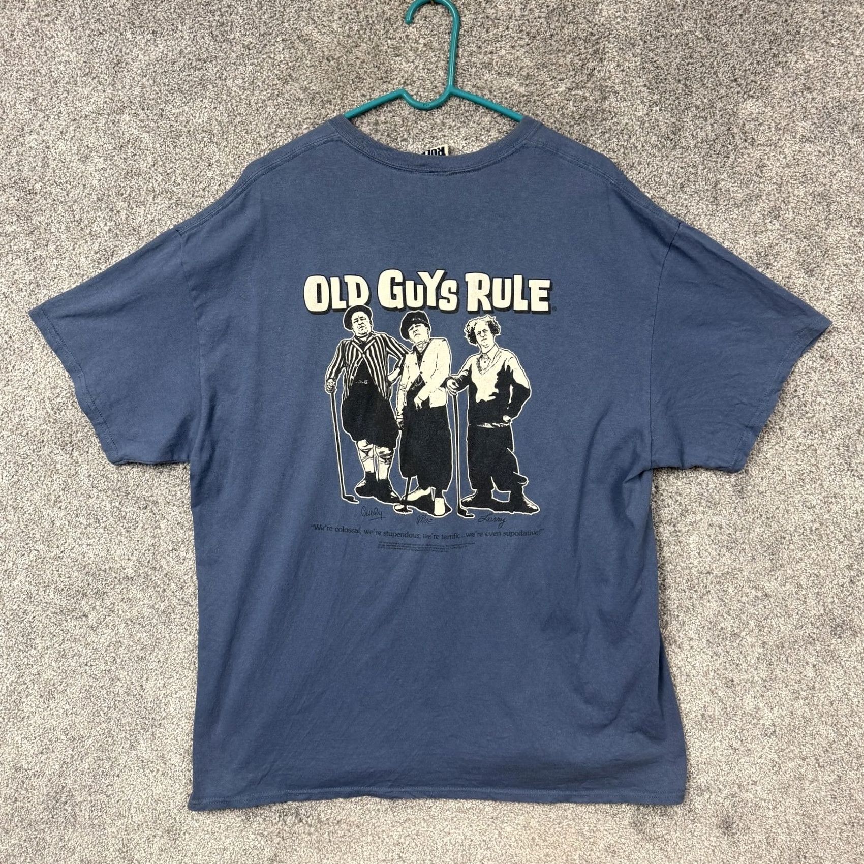 Vintage VINTAGE Old Guys Rule Shirt XL Blue 3Stooges Boomer Humor Nostalgic Golf Short Sleeve Crew Neck Mens Funny T-Shirt Size US XL / EU 56 / 4 - 2 Thumbnail
