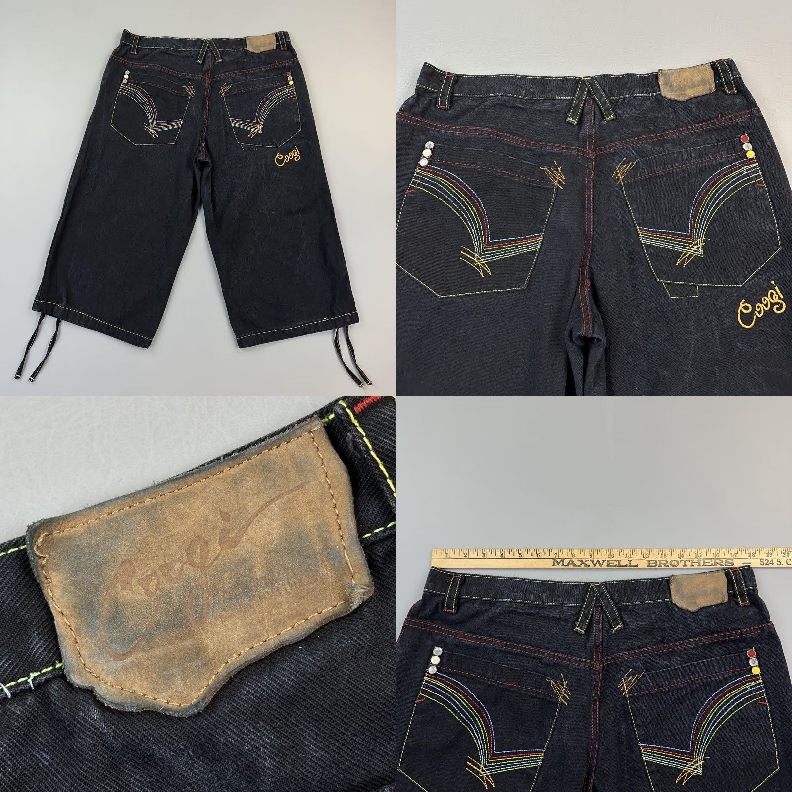 Coogi VINTAGE Coogi Shorts Mens 36 Black Baggy Embroidered Hip Hop Streetwear Y2K Size US 36 / EU 52 - 9 Thumbnail