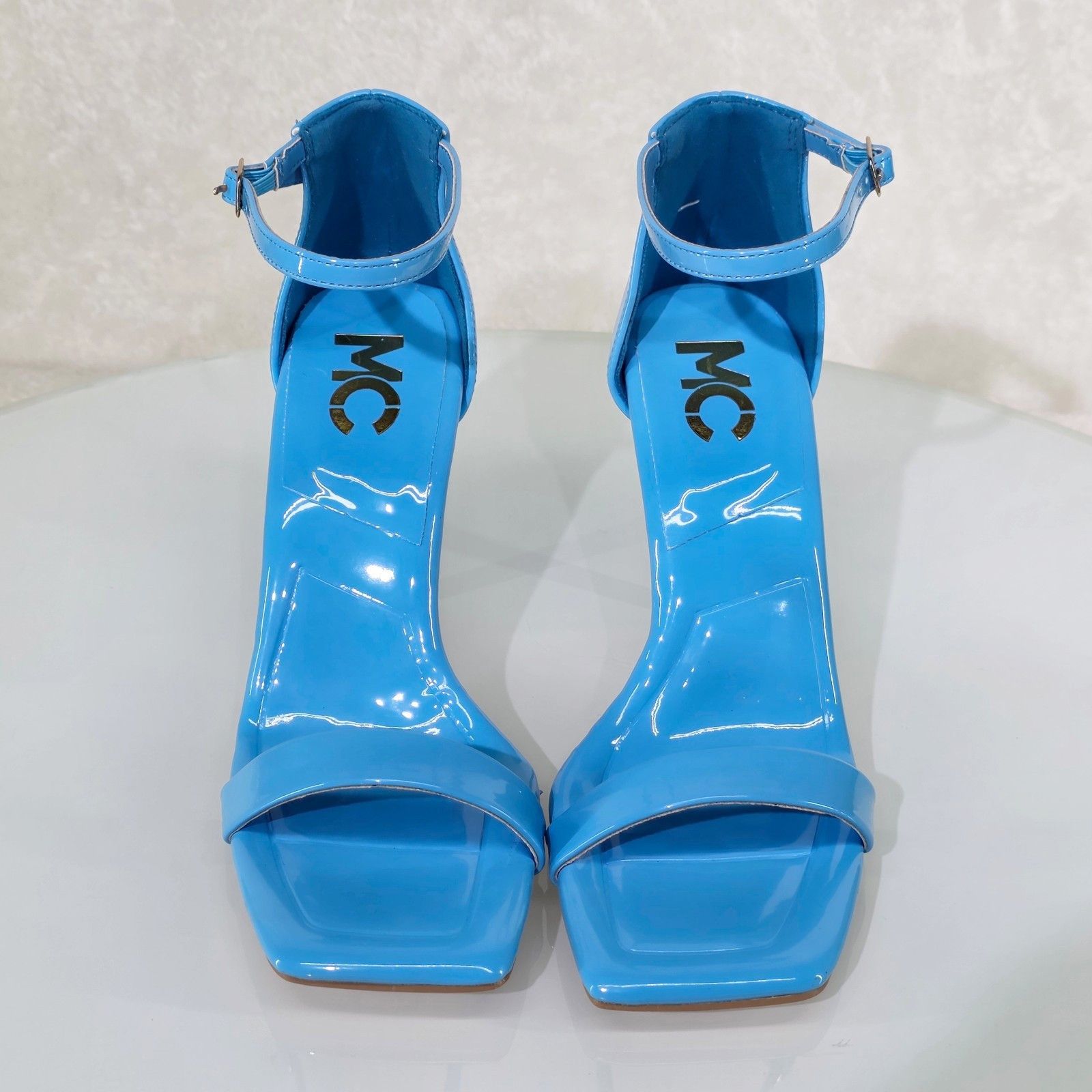 Other Jessi Blue Patent 3.75" Stiletto High Heels Ankle Strap Open Size US 10 / IT 40 - 3 Thumbnail
