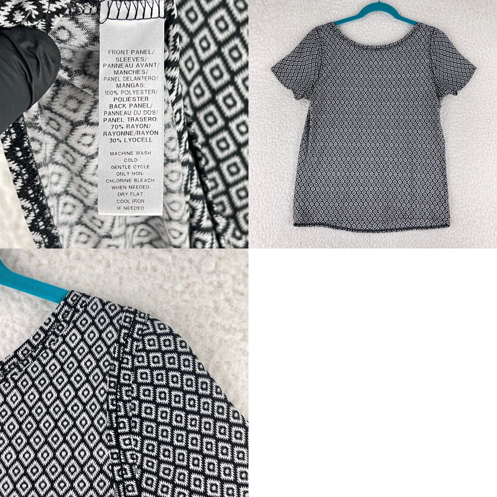 Ann Taylor Ann Taylor LOFT Shirt Womens XS Black White Geometric Print Pullover Size XS / US 0-2 / IT 36-38 - 8 Thumbnail