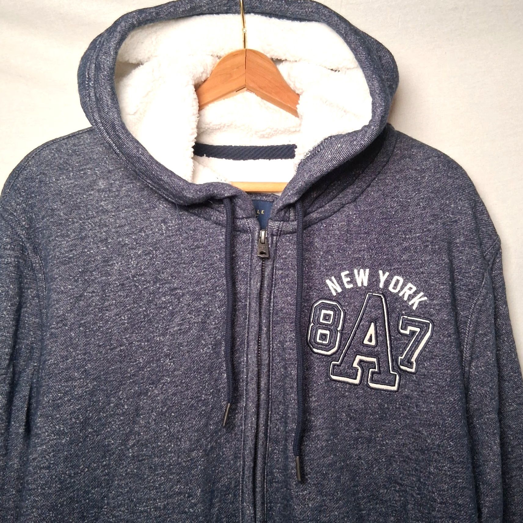 Aeropostale Aeropostale Hoodie Men XL Sherpa Lined Zip Blue New York AERO Hoodie Full Zip Pockets Embroidered Size US XL / EU 56 / 4 - 2 Thumbnail