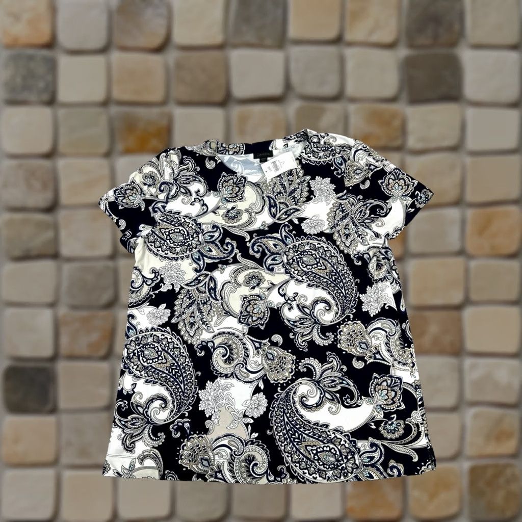 J. Jill J.Jill Blouse Womens Large Tall Blue White Beige Floral Shirt Size L / US 10 / IT 46 - 1 Thumbnail