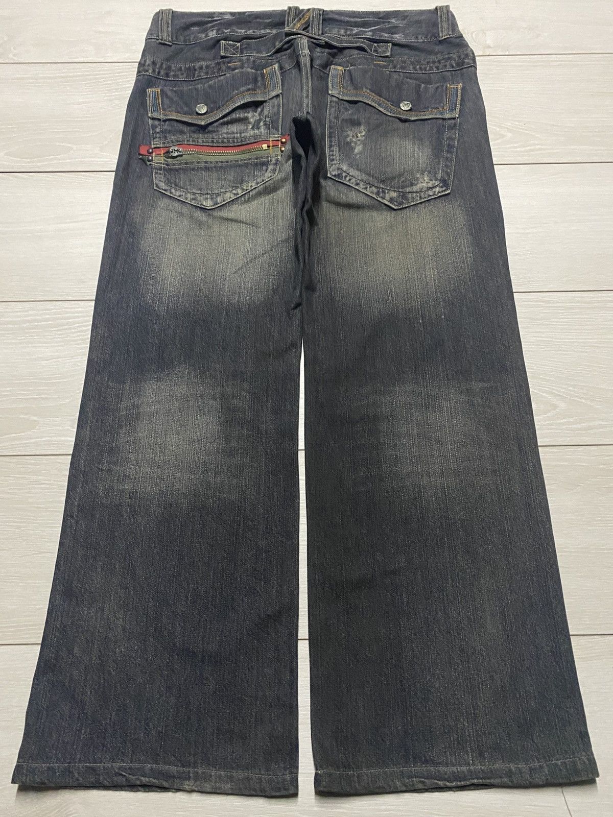 Japanese Brand Japanese Brand Memory Buckle Back Baggy Evisu Style Jeans Size US 35 - 2 Thumbnail