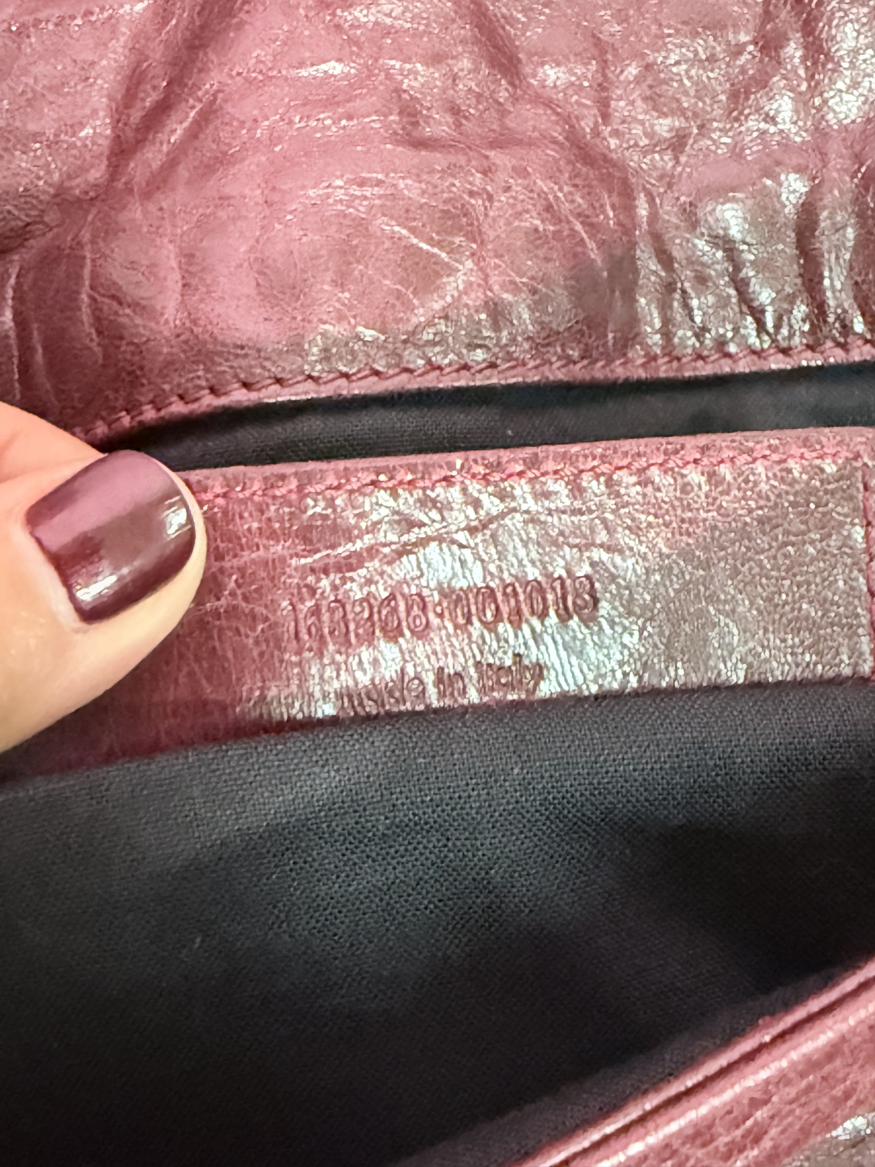 Balenciaga RARE Arena Leather Maroon Folk Bag Size ONE SIZE - 4 Thumbnail