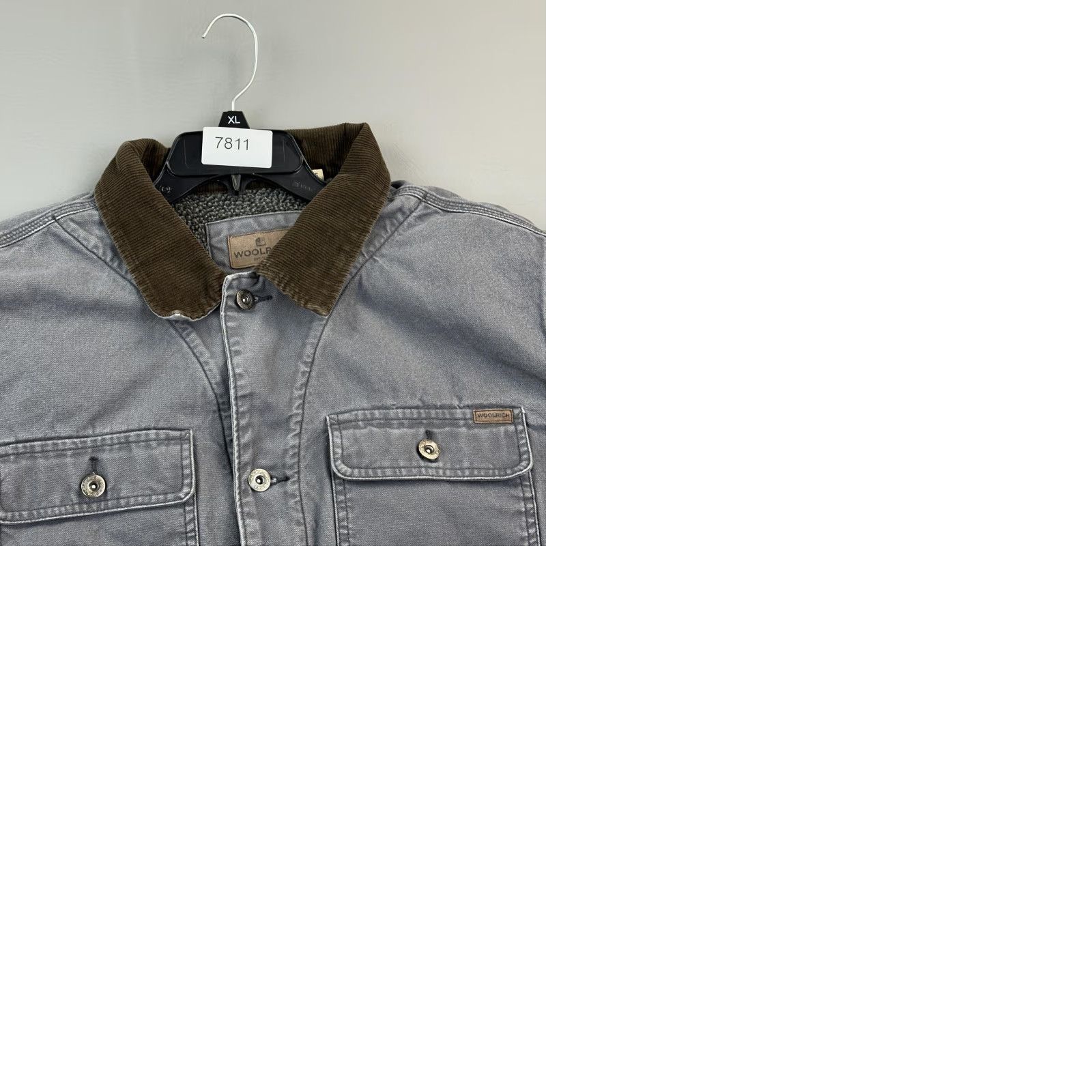Vintage Woolrich Jacket Mens XL Gray Canvas Sherpa Lined Workwear Corduroy Collar Jacket Size US XL / EU 56 / 4 - 10 Thumbnail