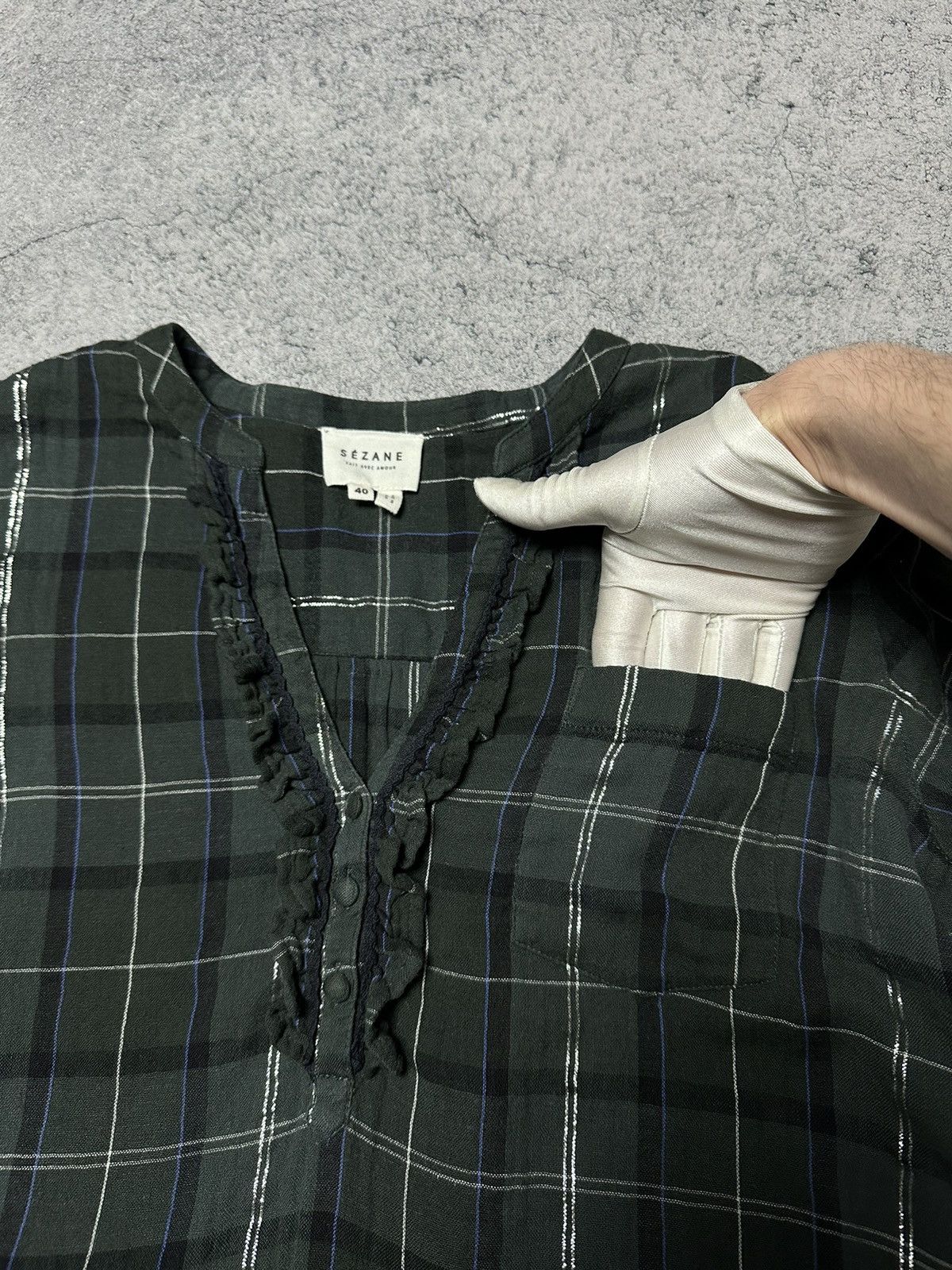 Sezane Sezane Classic Cotton Plaid Button Shirt Blouse Size M / US 6-8 / IT 42-44 - 6 Thumbnail
