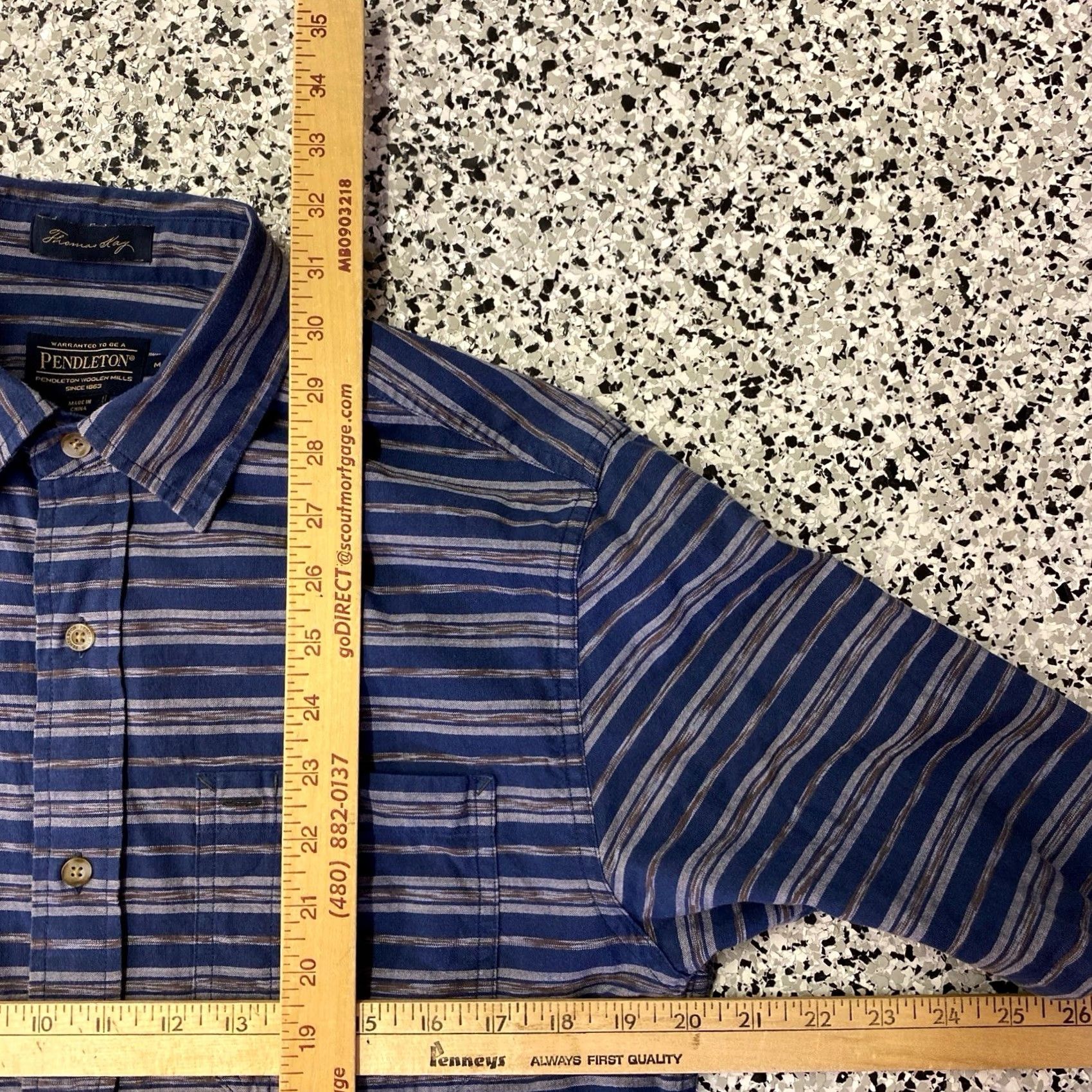 Pendleton Pendleton Thomas Kay Shirt Mens Size M Short Sleeve Button-Up Striped Blue Cotton Regular Fit Knit Casual Size US M / EU 48-50 / 2 - 3 Thumbnail