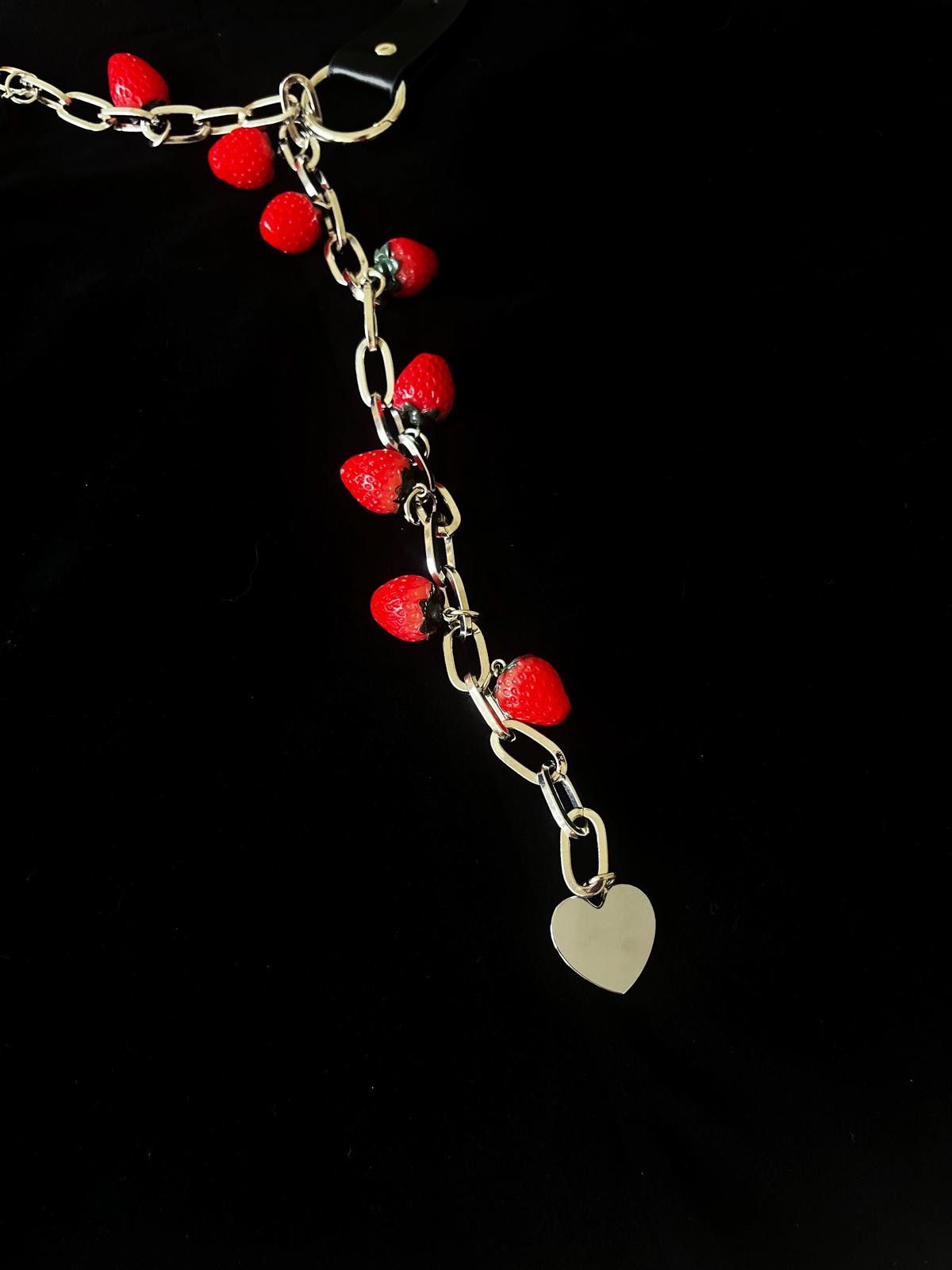 Jewelry Black Chain Belt with Red Pom Pom Charms, Fashion Accessory Size ONE SIZE - 7 Thumbnail