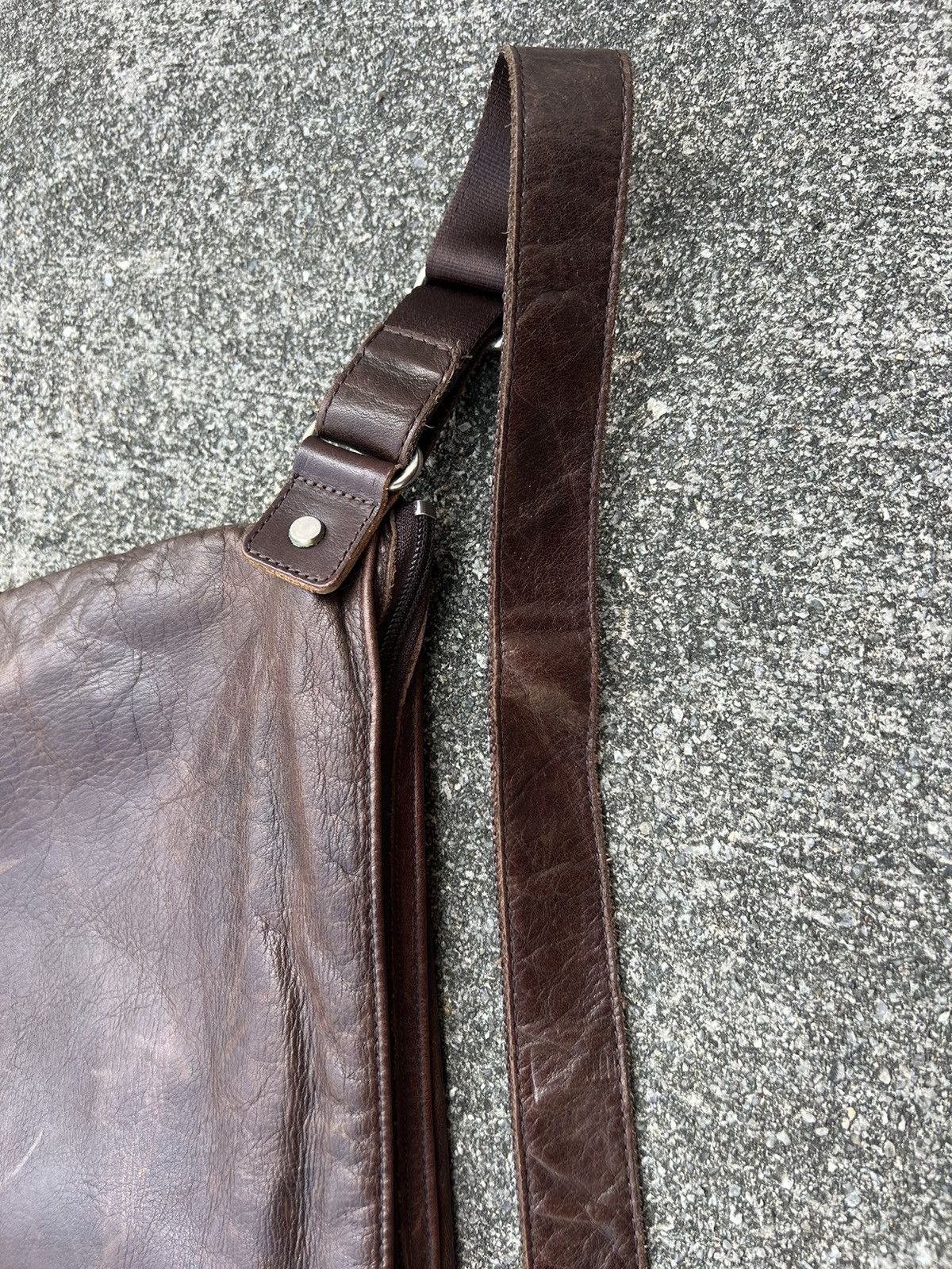 Leather Vintage Indeed Japan Pewter Patina Leather Sling Bag Size ONE SIZE - 25 Thumbnail
