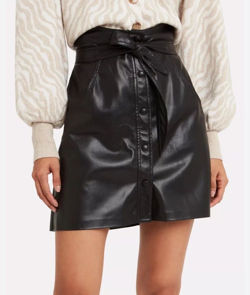 Nanushka Women's NANUSHKA Meda Belted Chai Vegan Leather Mini Skirt M Size 28" / US 6 / IT 42 - 1 Thumbnail
