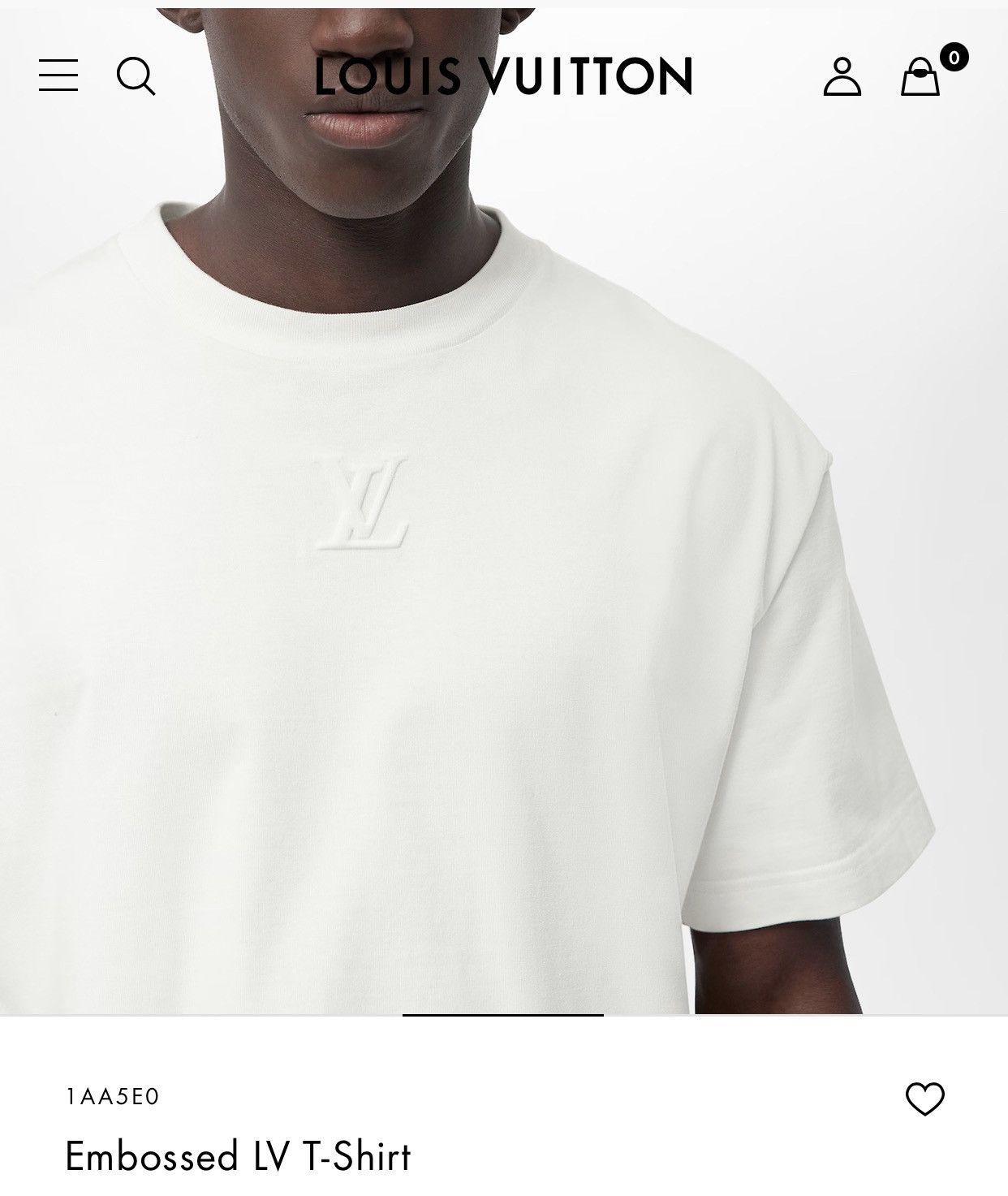 Louis Vuitton Louis Vuitton embossed LV logo white t shirt L