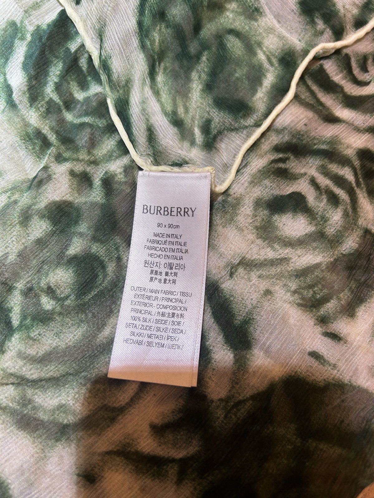 Burberry Rose pattern silk scarf - Green/White Size ONE SIZE - 4 Thumbnail