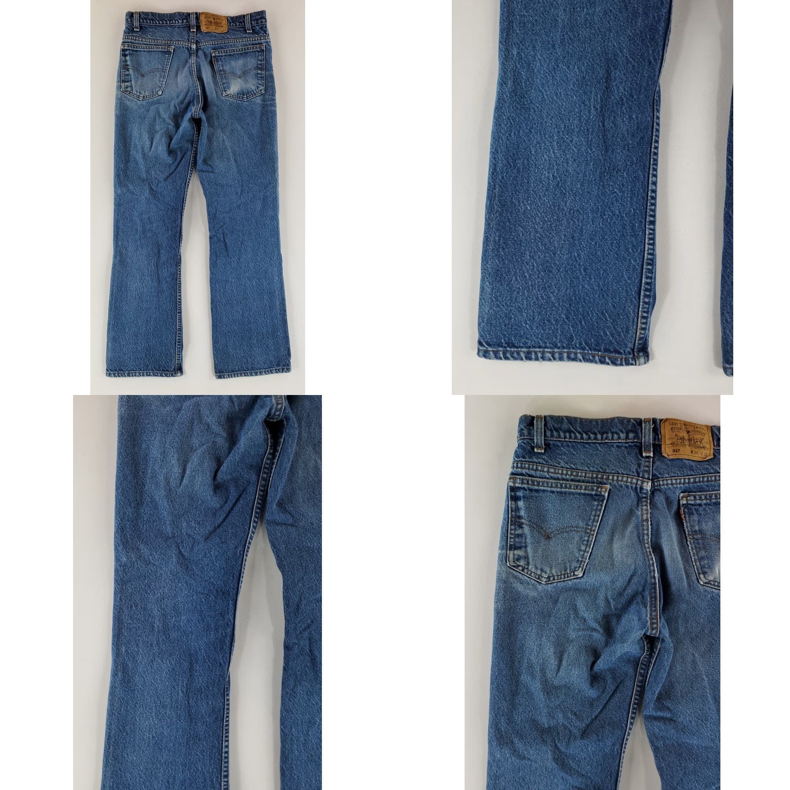 Levi's VINTAGE Levi's 517 VTG 90s Blue Jeans Whiskering Orange Tab Mens 34x31 (33x30 Actual) Bootcut Jeans Mens Blue 517 VTG 90s 34x31 Size US 33 - 8 Thumbnail
