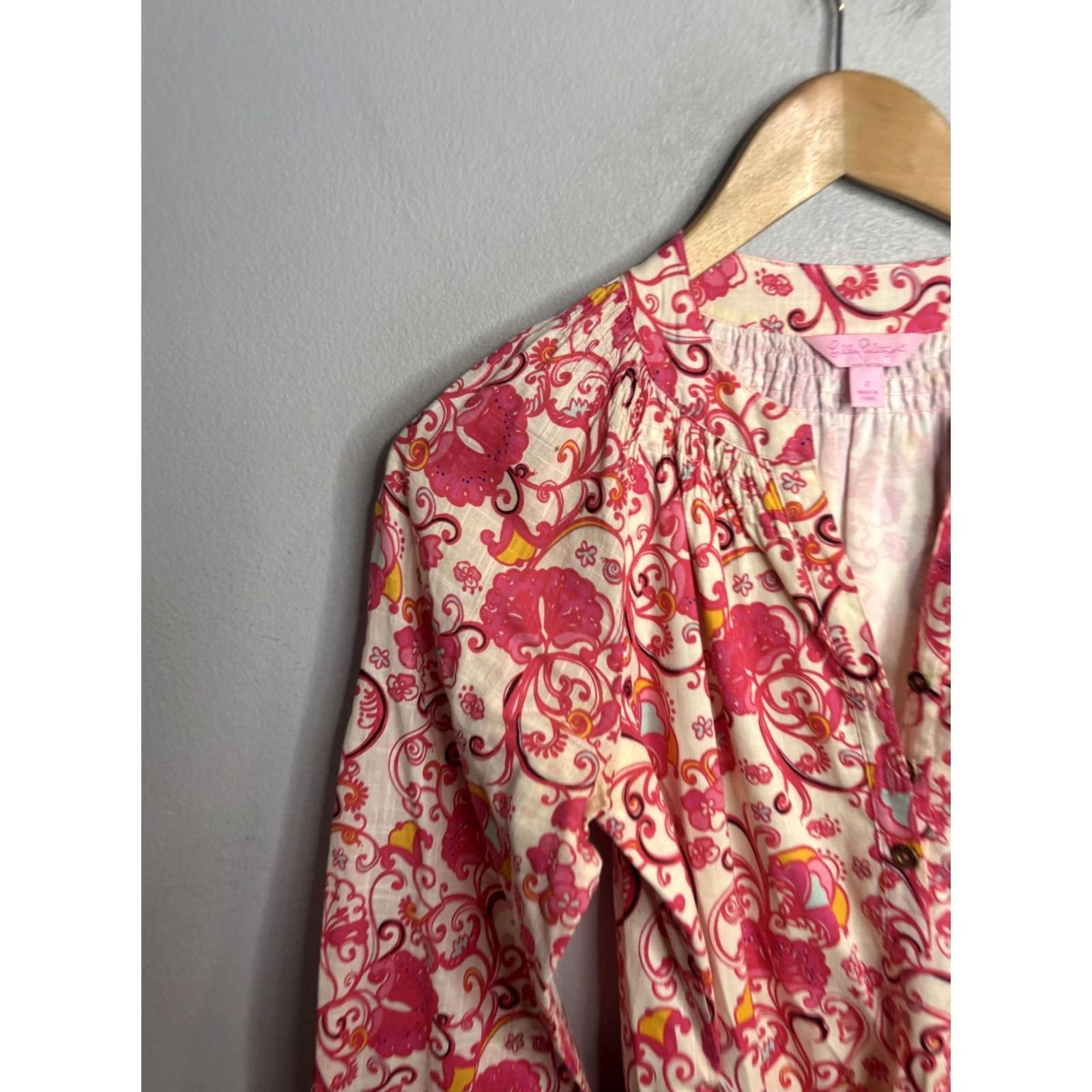 Lilly Pulitzer Lilly Pulitzer Dress Womens 2 Pink Floral Elephant Print Belted Tunic Boho Size XS / US 0-2 / IT 36-38 - 2 Thumbnail