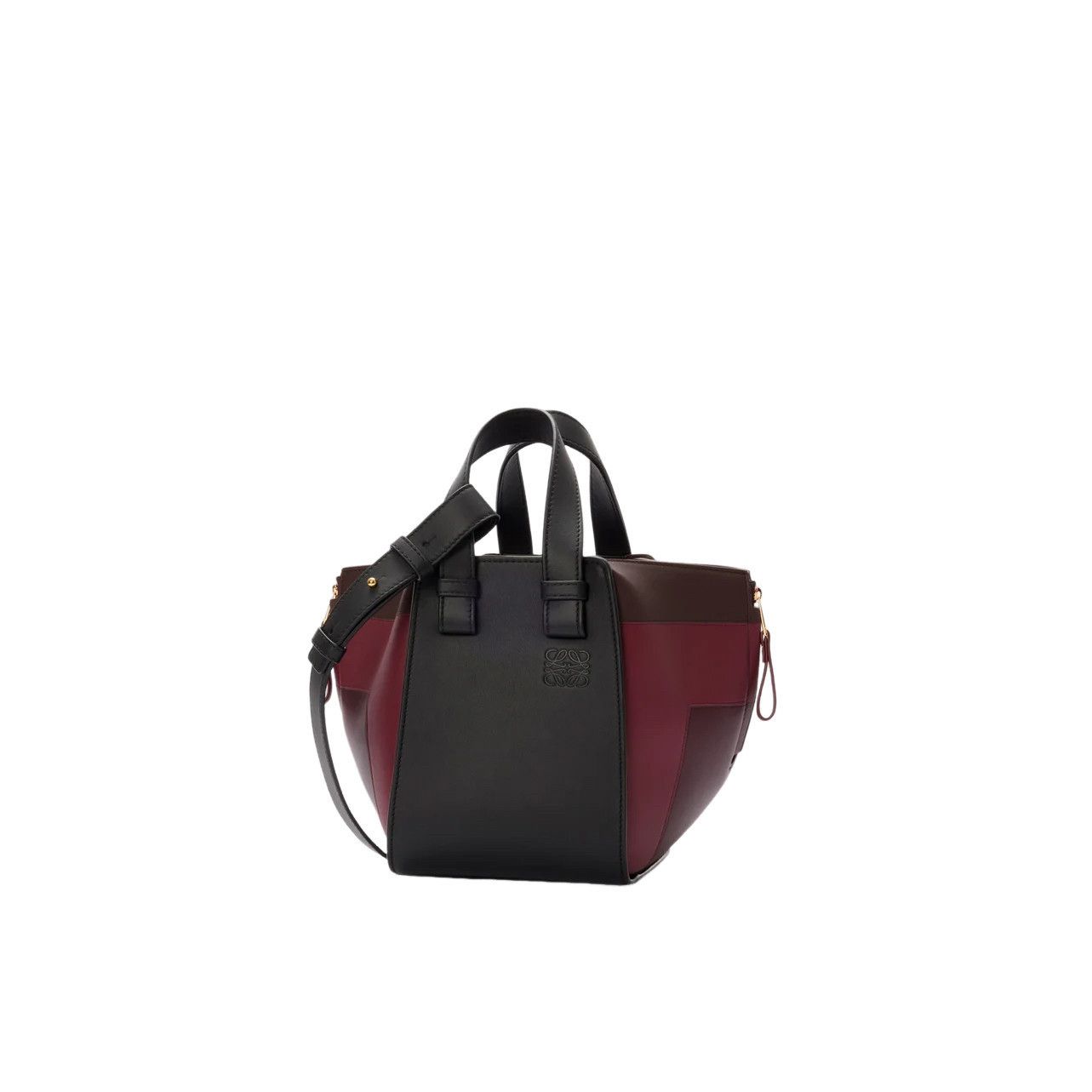 LOEWE Compact Hammock $3650 Black/Burgundy Top Handle Bag Ne