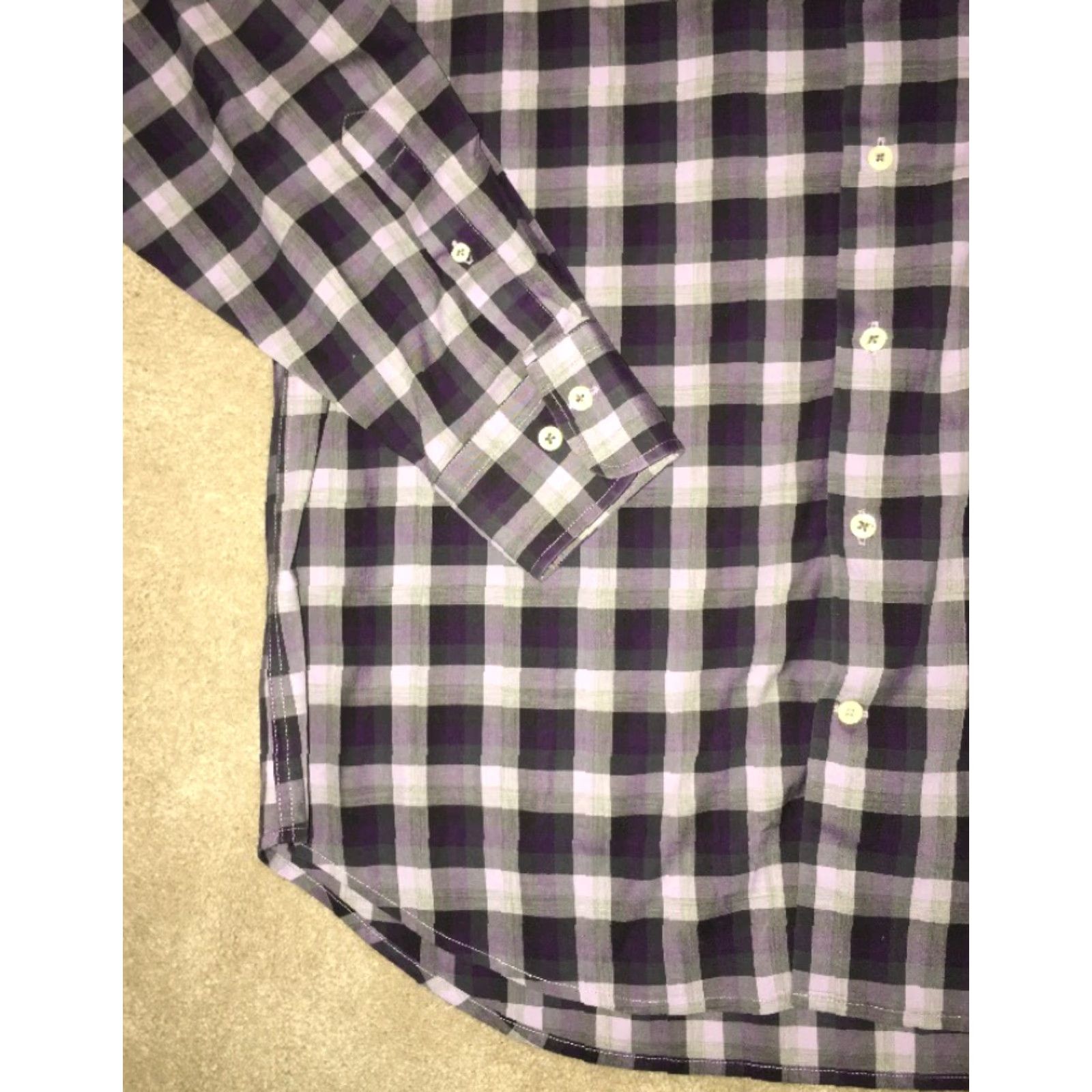 Peter Millar Peter Millar Men's Long Sleeve Button-Front Shirt Size Large Purple Plaid Cotton Size US L / EU 52-54 / 3 - 3 Thumbnail
