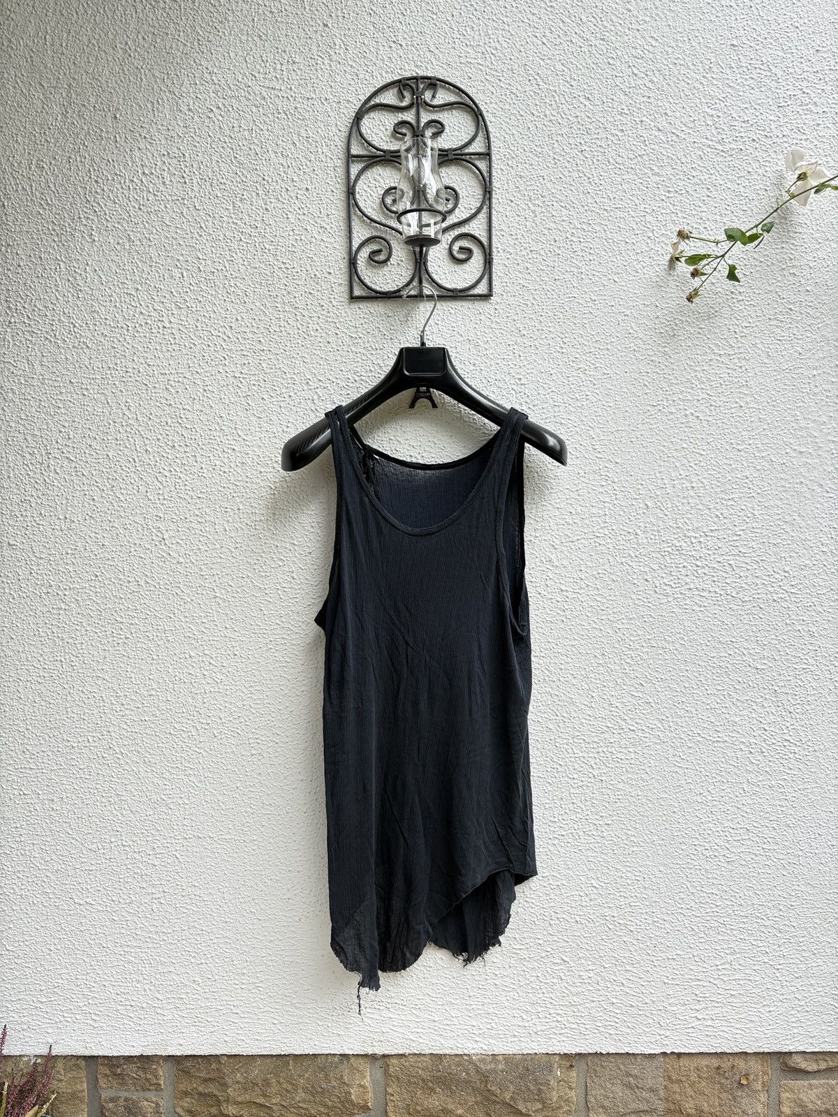11 By Boris Bidjan Saberi Boris Bidjan Saberi Blue Destroyed Ribbed Tank Top Size US M / EU 48-50 / 2 - 1 Thumbnail