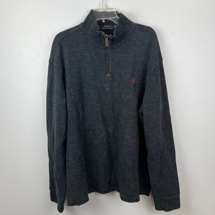 Polo Ralph Lauren Polo Ralph Lauren Charcoal Gray 1/4 Zip Pullover Sweater XL Size US XL / EU 56 / 4 - 1 Thumbnail