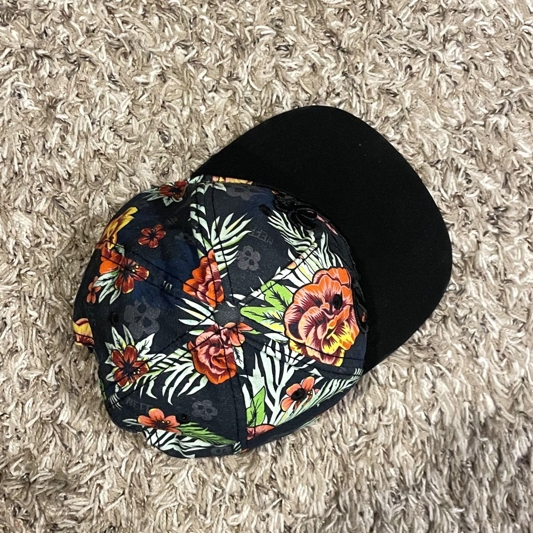 Paradise Neff Paradise Hat Flat Bill Snapback Black Floral Hawaiian Tropical Skate Men One Size Adjustable Cotton Floral Pattern Beach 90s? Size ONE SIZE - 7 Thumbnail